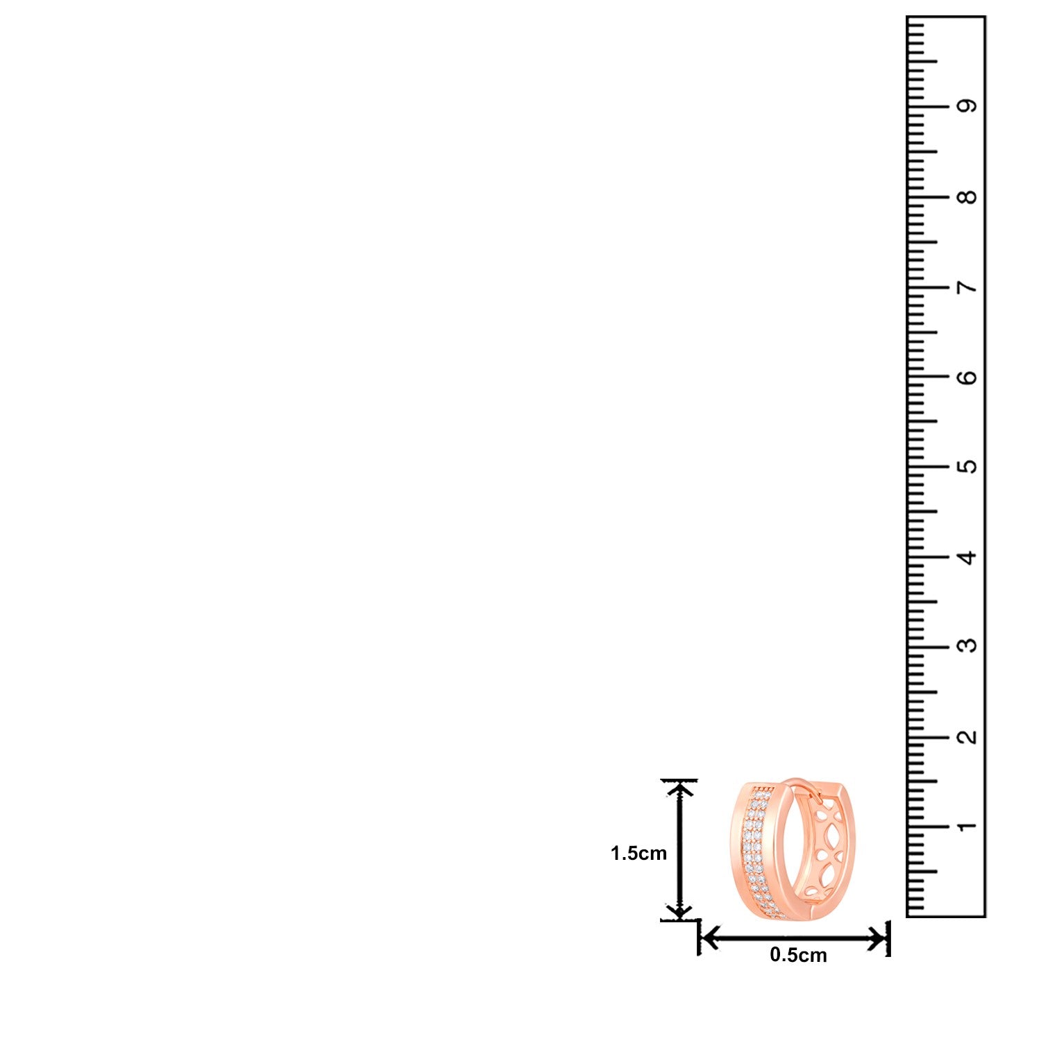 Jazz And Sizzle Rose Gold Plated American Diamond Studded Hoop Earrings