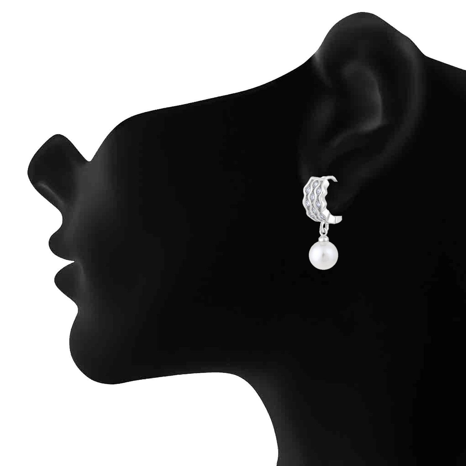 Jazz and Sizzle Set of 2 Silver & Rose Gold Plated Pearl Drop Earrings