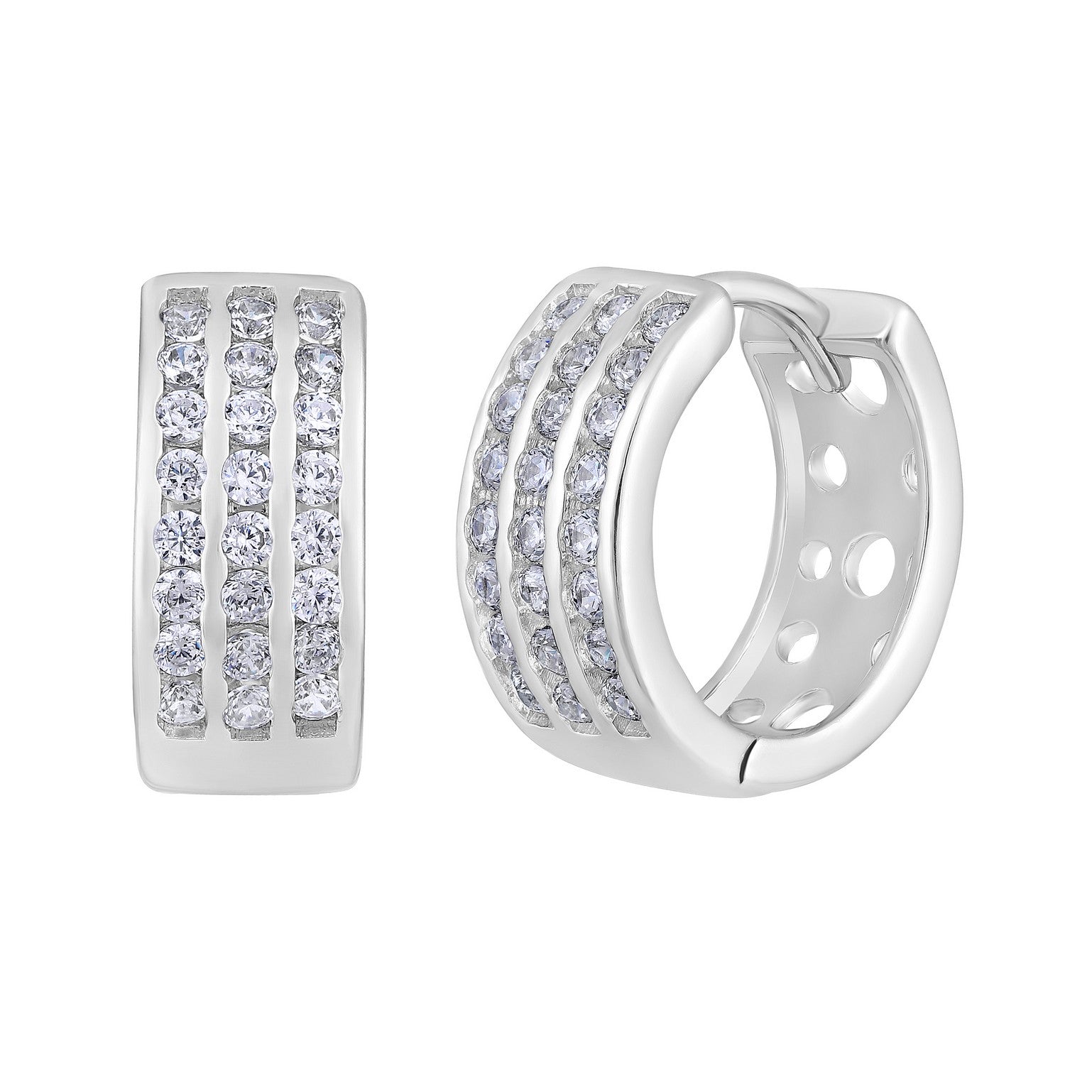 Jazz And Sizzle Silver Plated American Diamond Studded Hoop Earrings