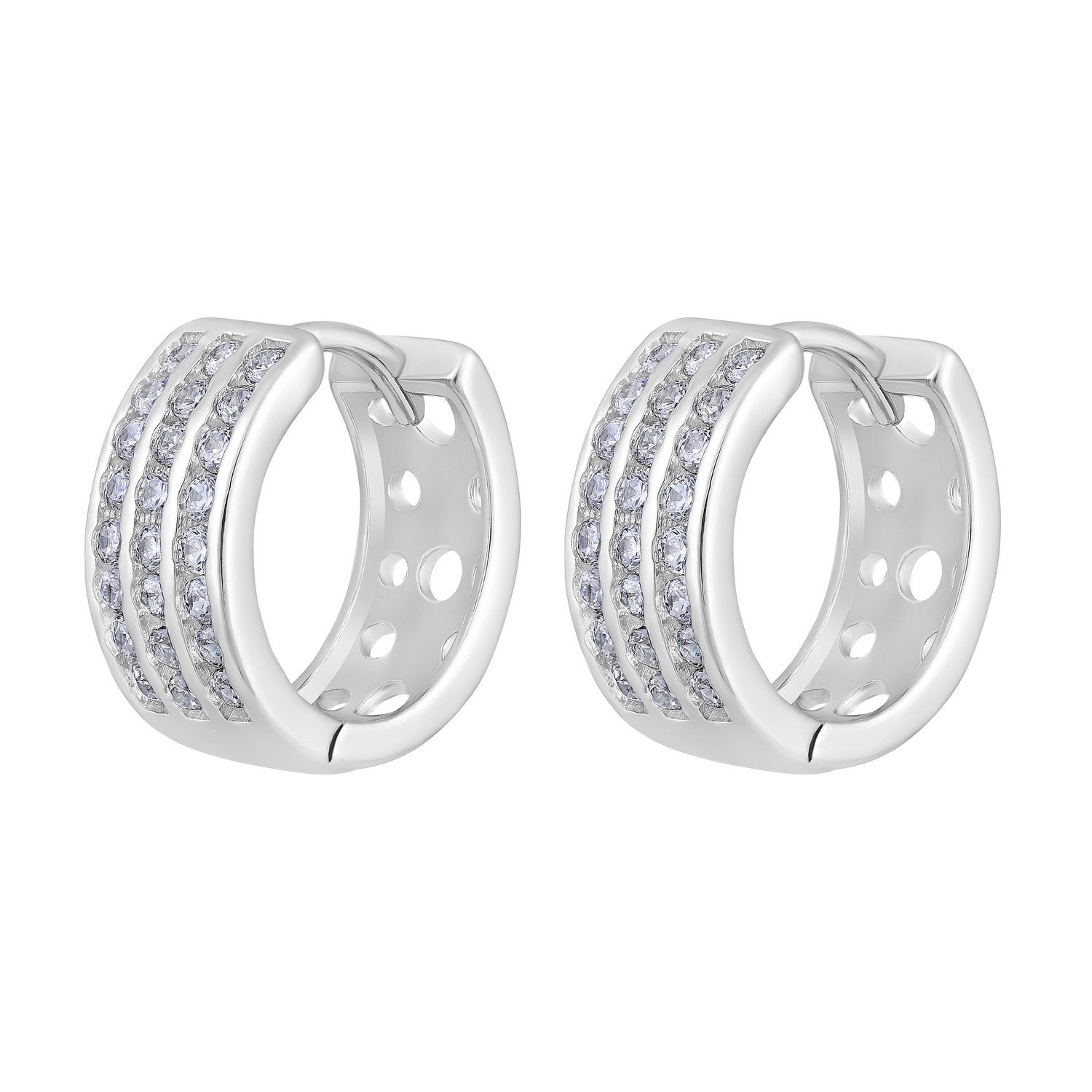 Jazz And Sizzle Silver Plated American Diamond Studded Hoop Earrings