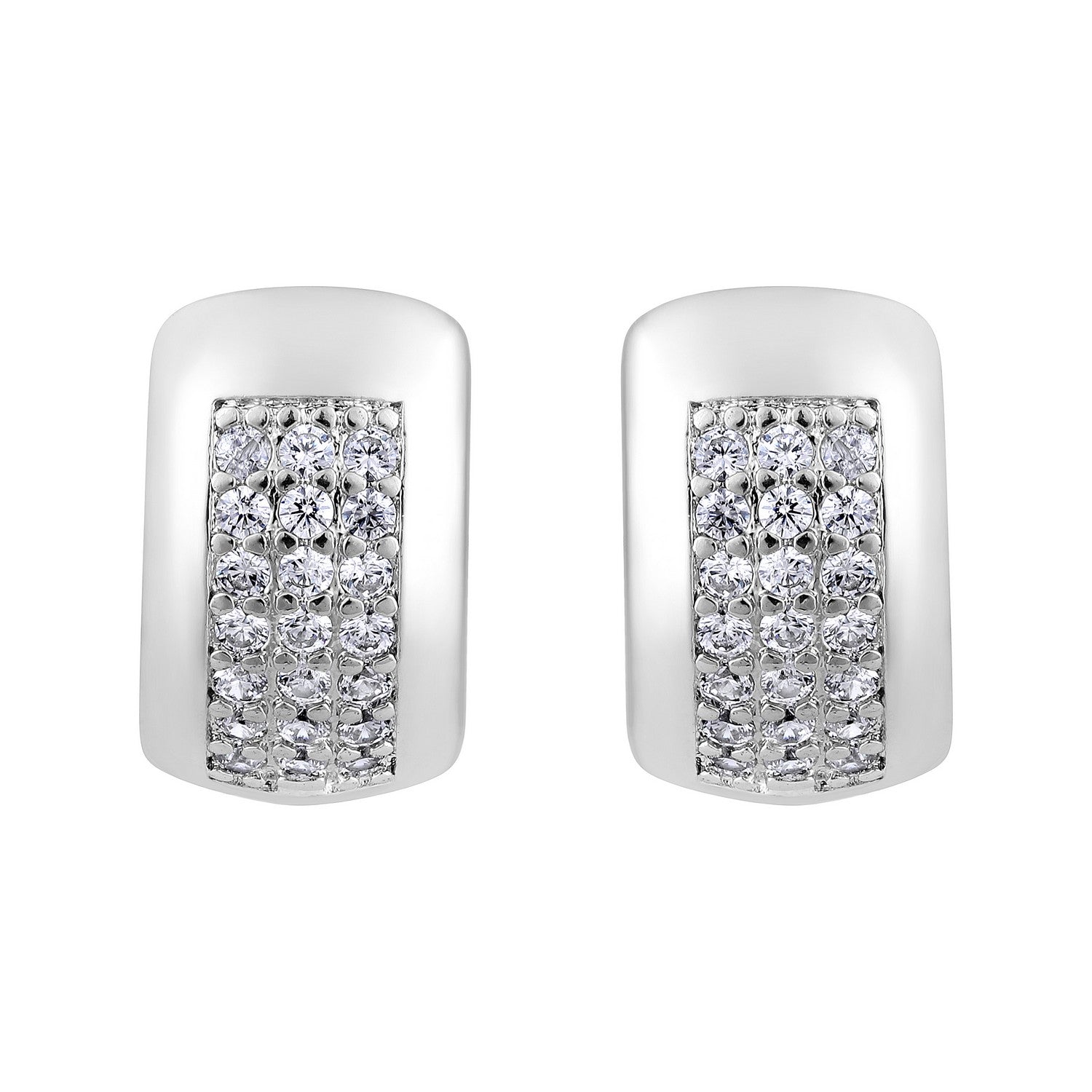 Jazz And Sizzle Silver-Plated American Diamond Studded Circular Half Hoop Earrings