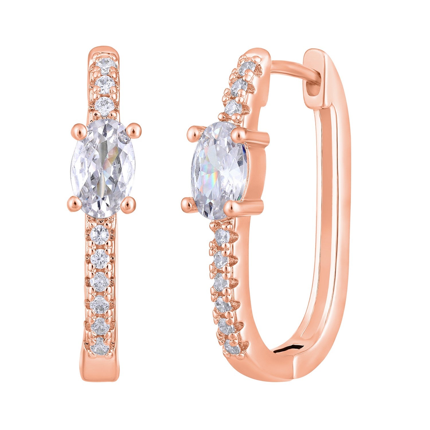 Jazz And Sizzle Rose Gold-Toned Crystal Studded Circular Hoop Earrings