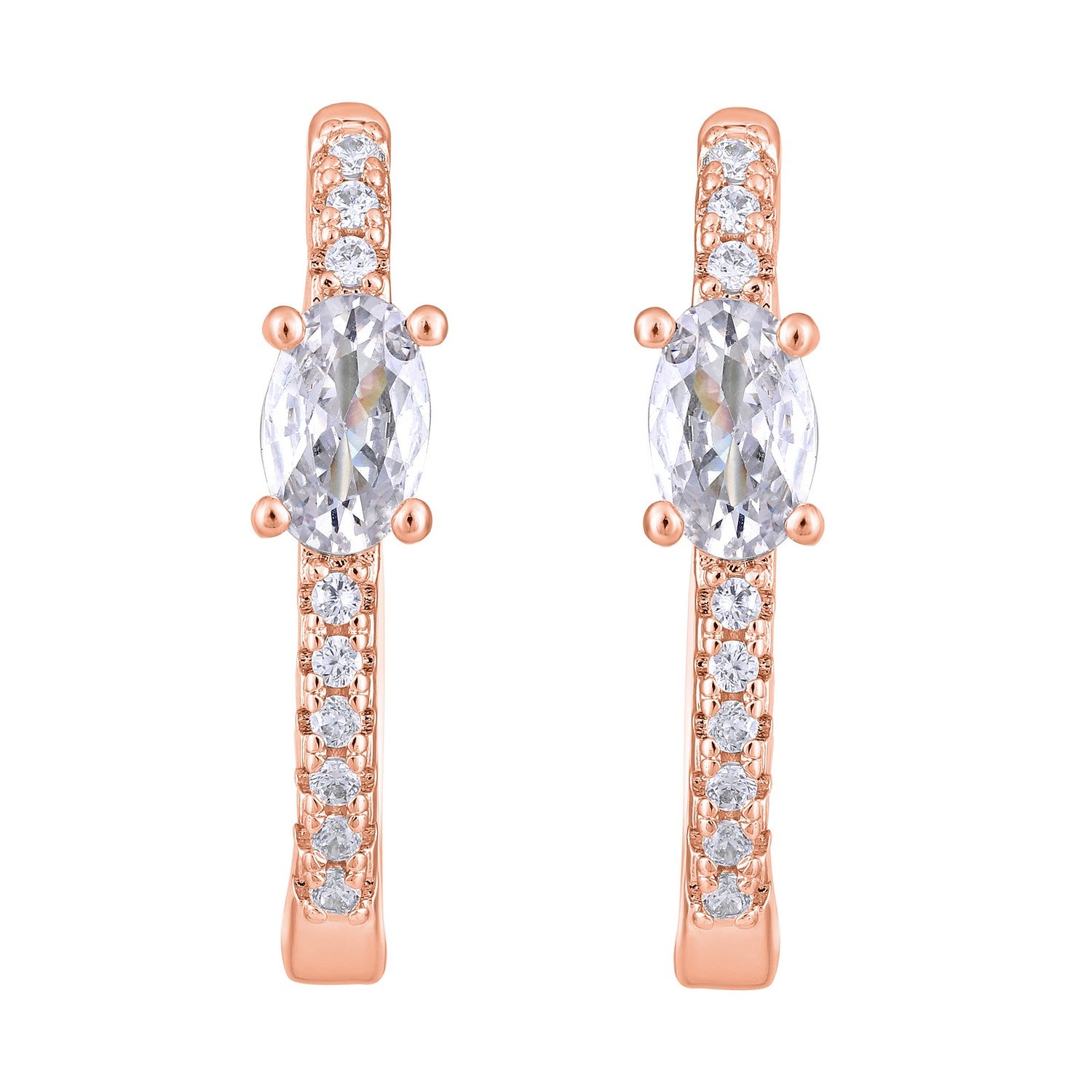 Jazz And Sizzle Rose Gold-Toned Crystal Studded Circular Hoop Earrings