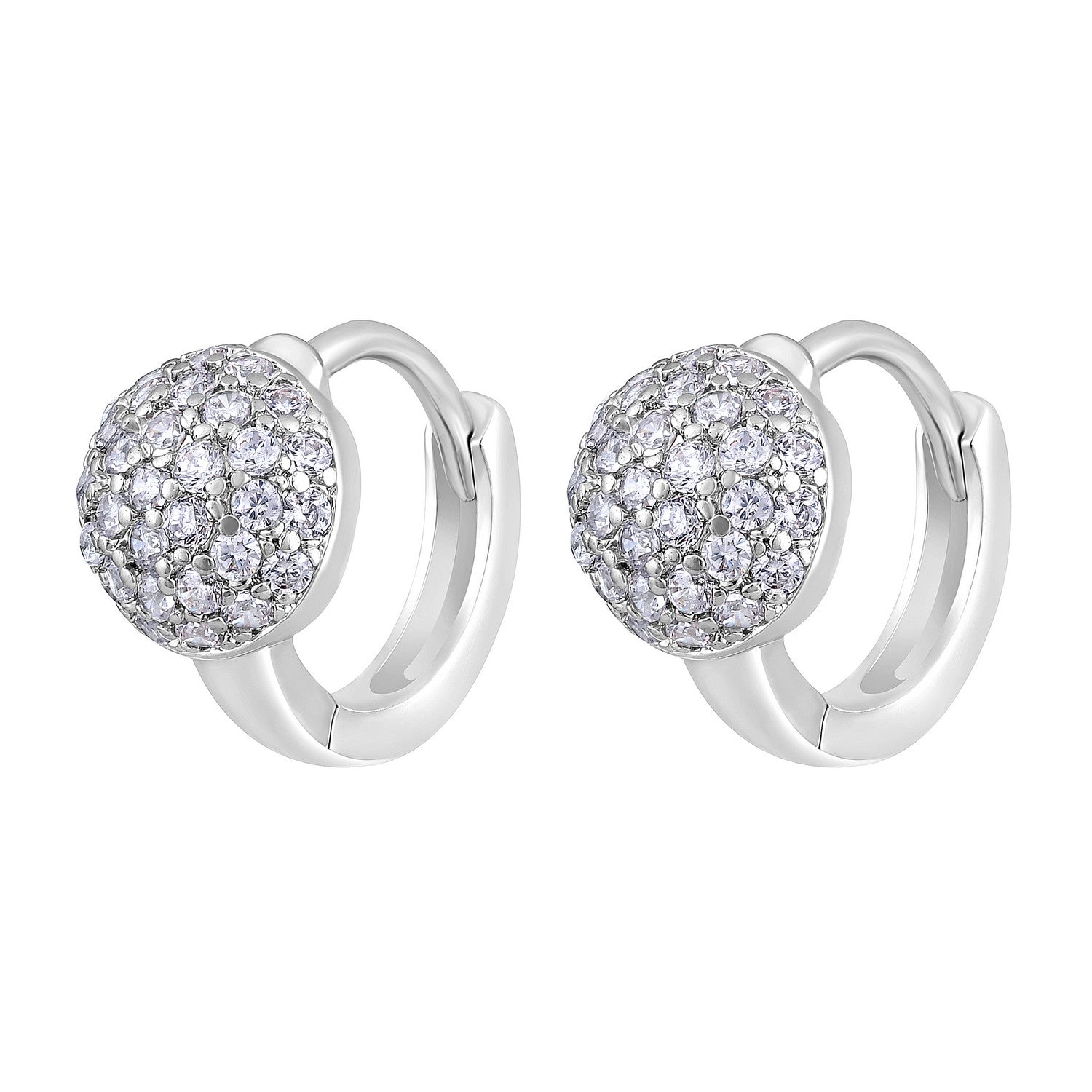 Jazz And Sizzle Rhodium Plated AD Studded Contemporary Half Hoop Earrings