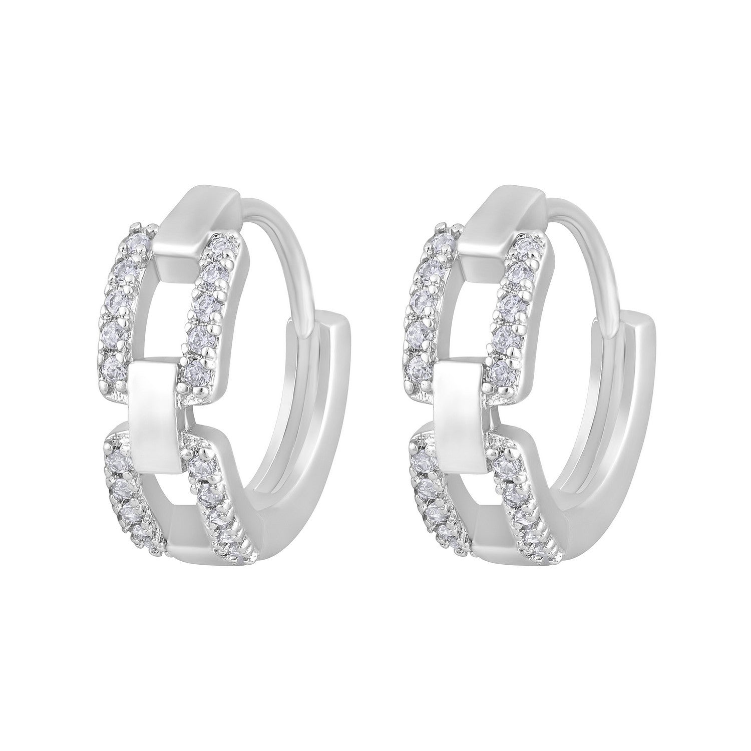 Jazz And Sizzle Silver-Toned Contemporary Half Hoop Earrings
