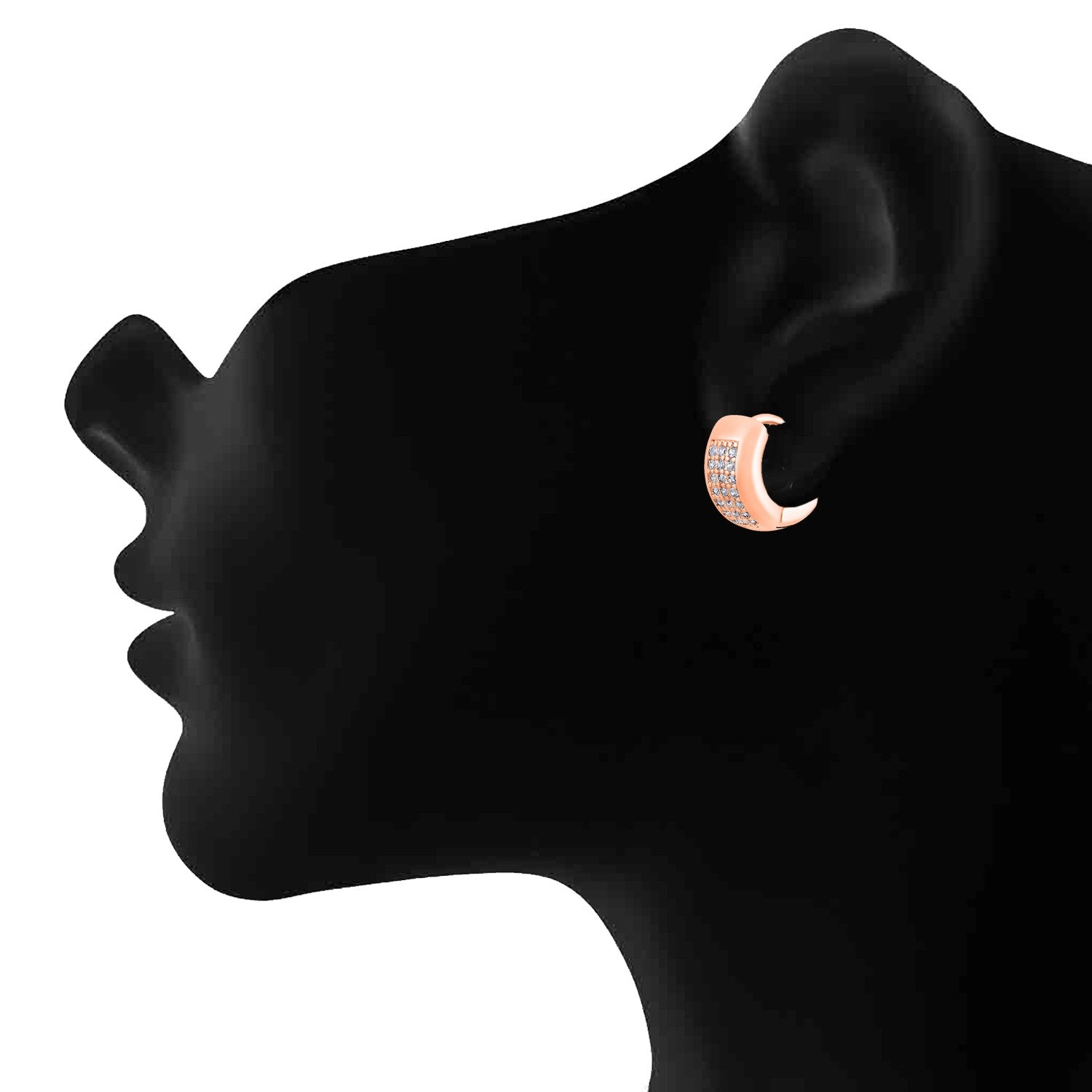 Jazz And Sizzle Rose Gold-Toned Crystal Studded Circular Hoop Earrings