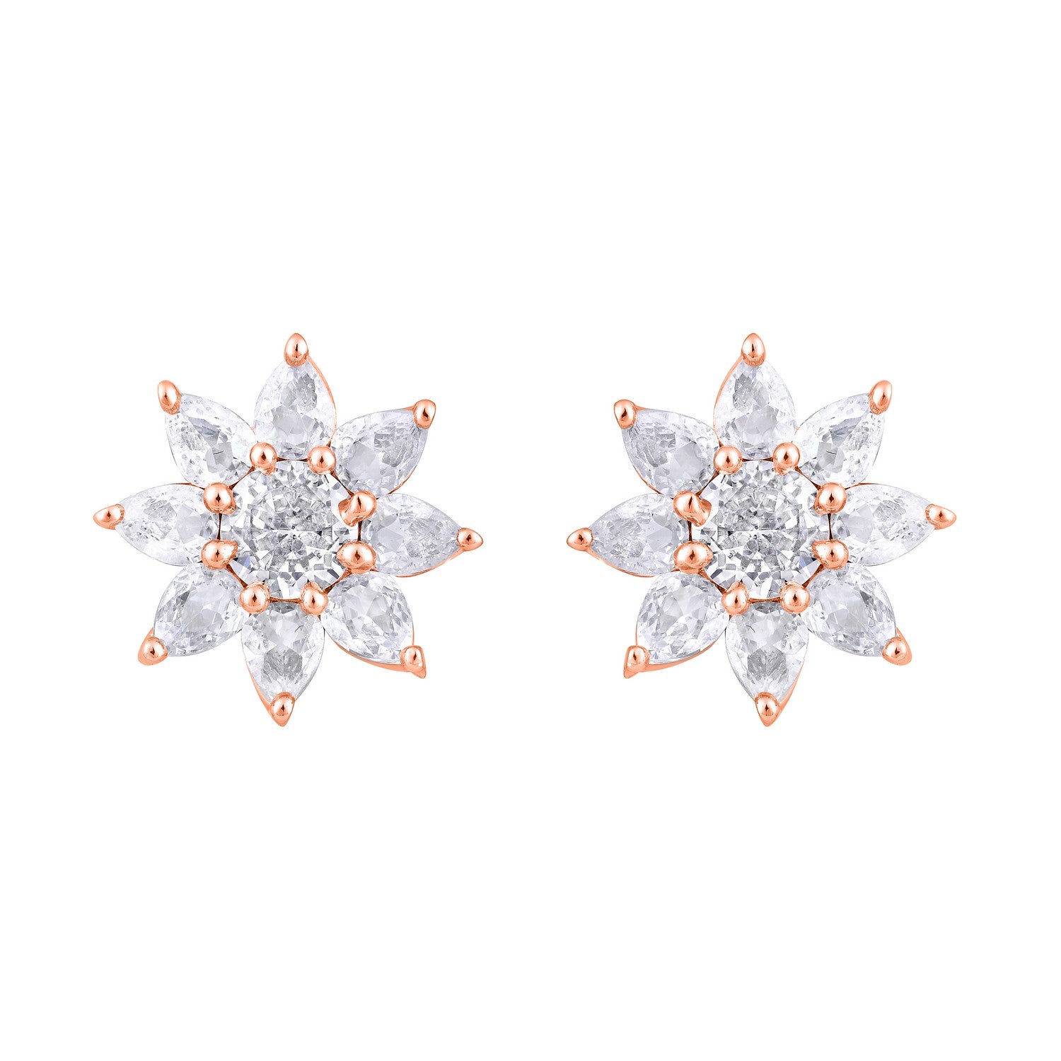 Jazz And Sizzle Rose Gold-Plated CZ-Studded Floral Studs
