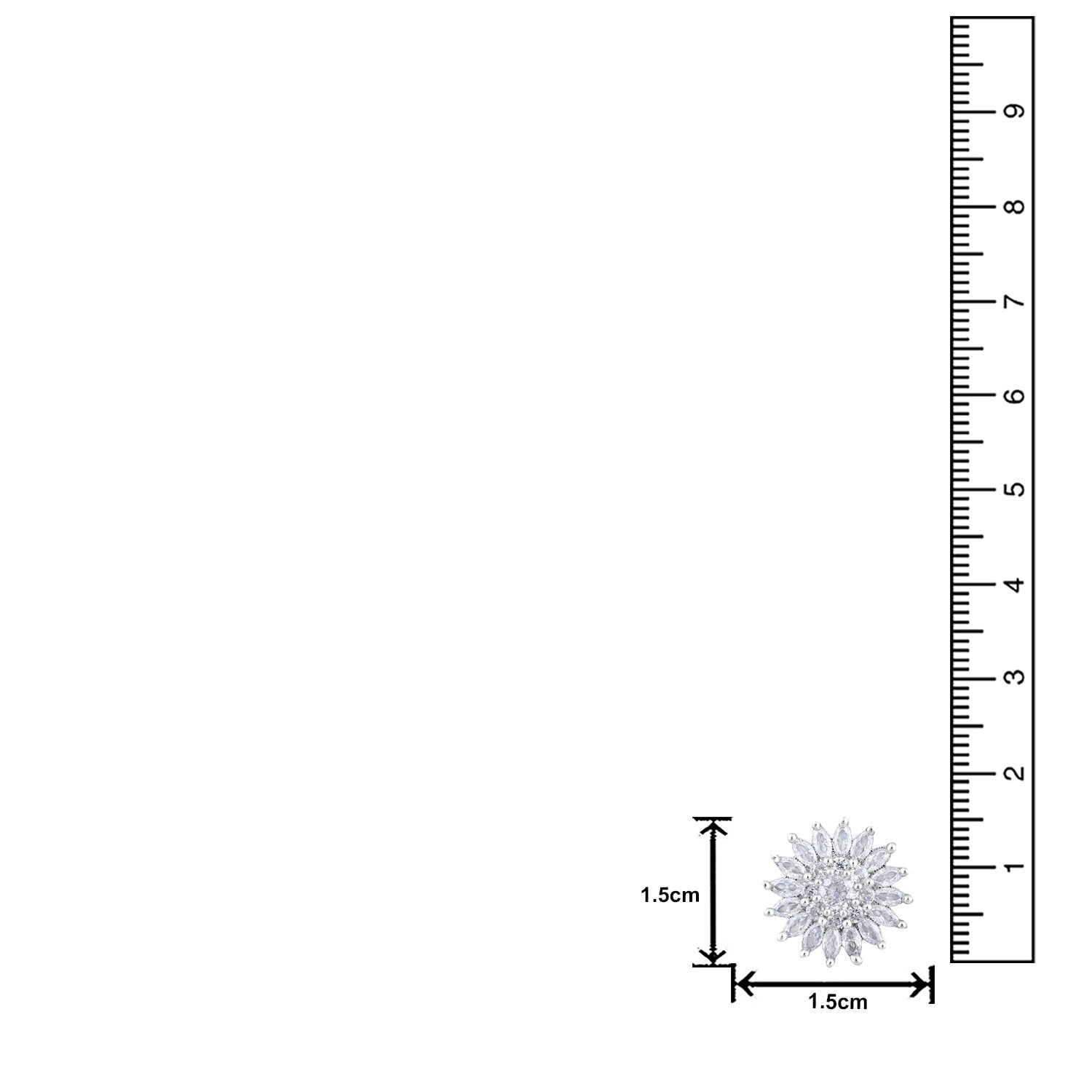 Jazz And Sizzle Rhodium-Plated CZ-Studded Floral Studs Earrings