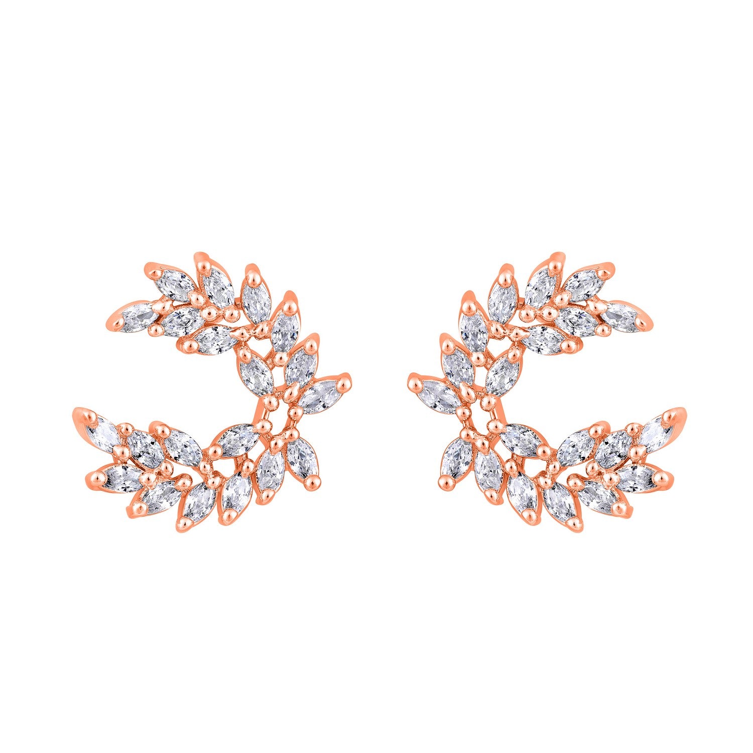 Jazz And Sizzle Rose Gold Plated CZ Studded Contemporary Studs