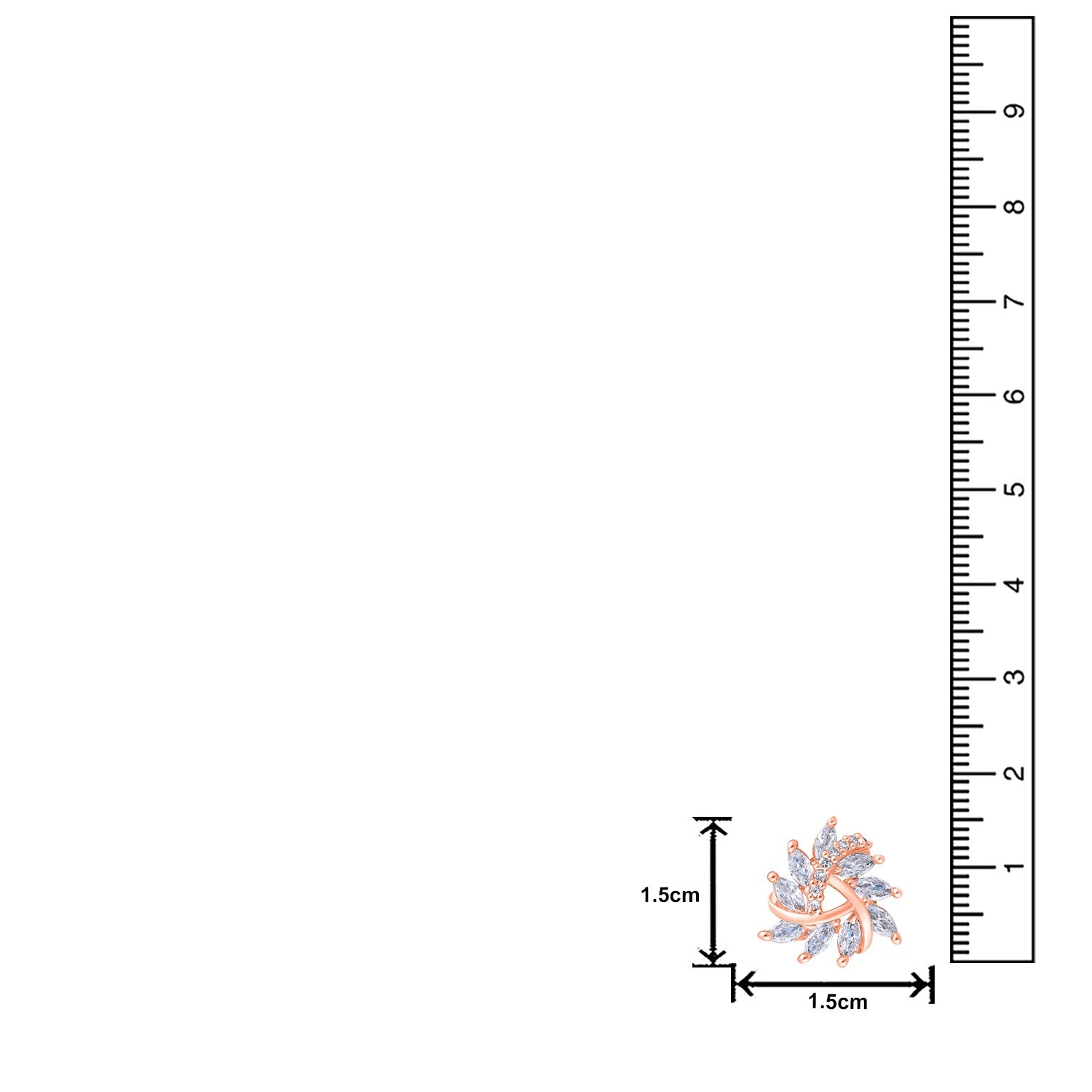 Jazz And Sizzle Rose Gold-Plated CZ Studded Triangular Floral Studs Earrings