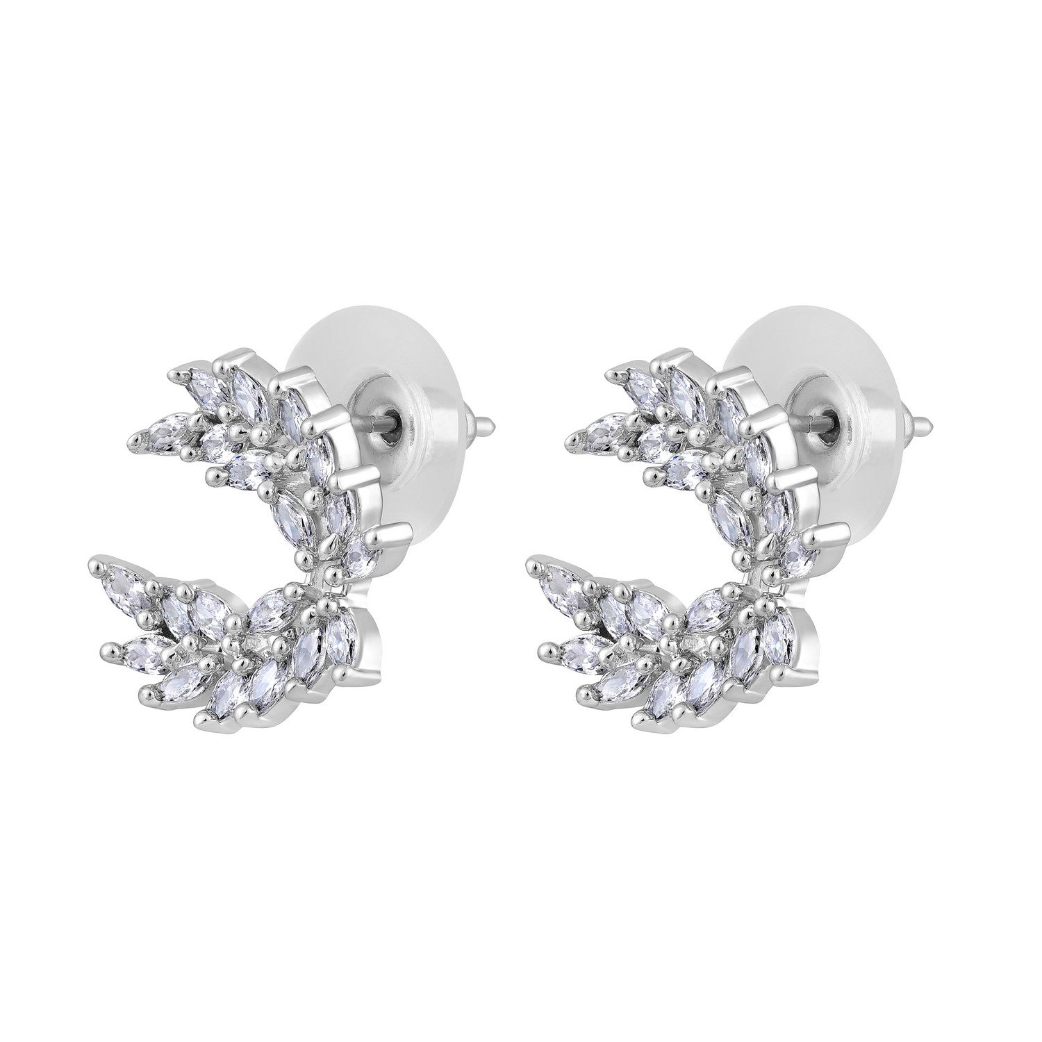 Jazz And Sizzle Silver Plated American Diamond Studded Contemporary Studs