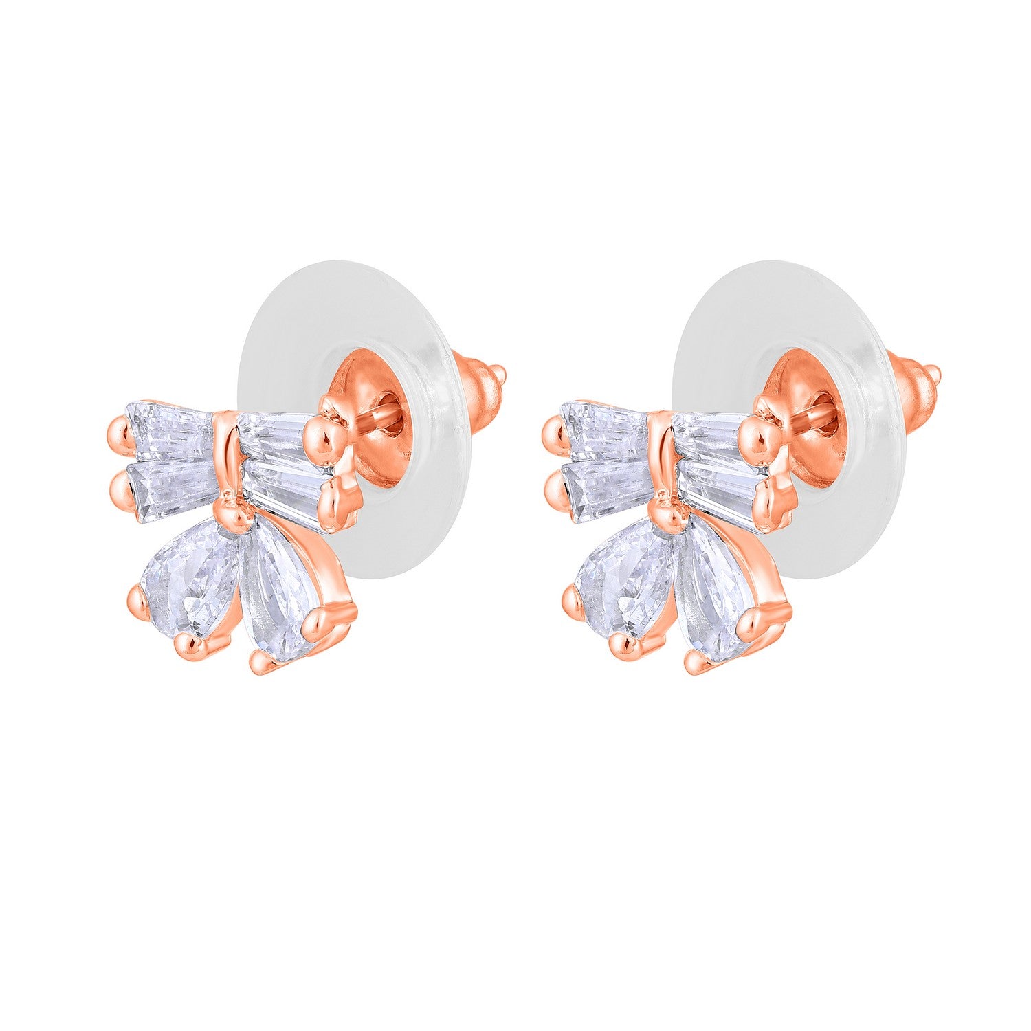 Jazz And Sizzle Rose Gold Plated American Diamond Studded Contemporary Studs