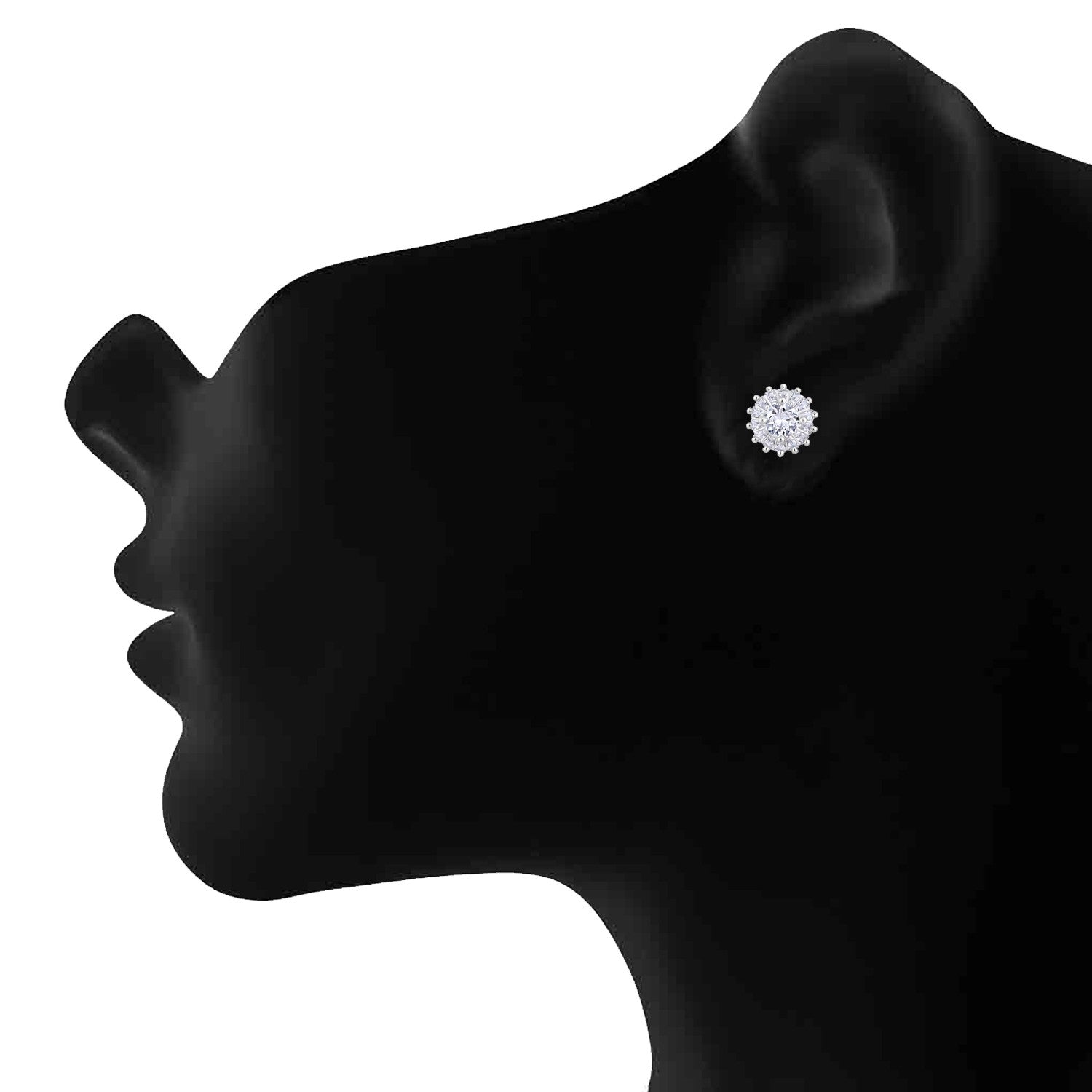 Jazz And Sizzle White AD-Studded Floral Studs Earrings