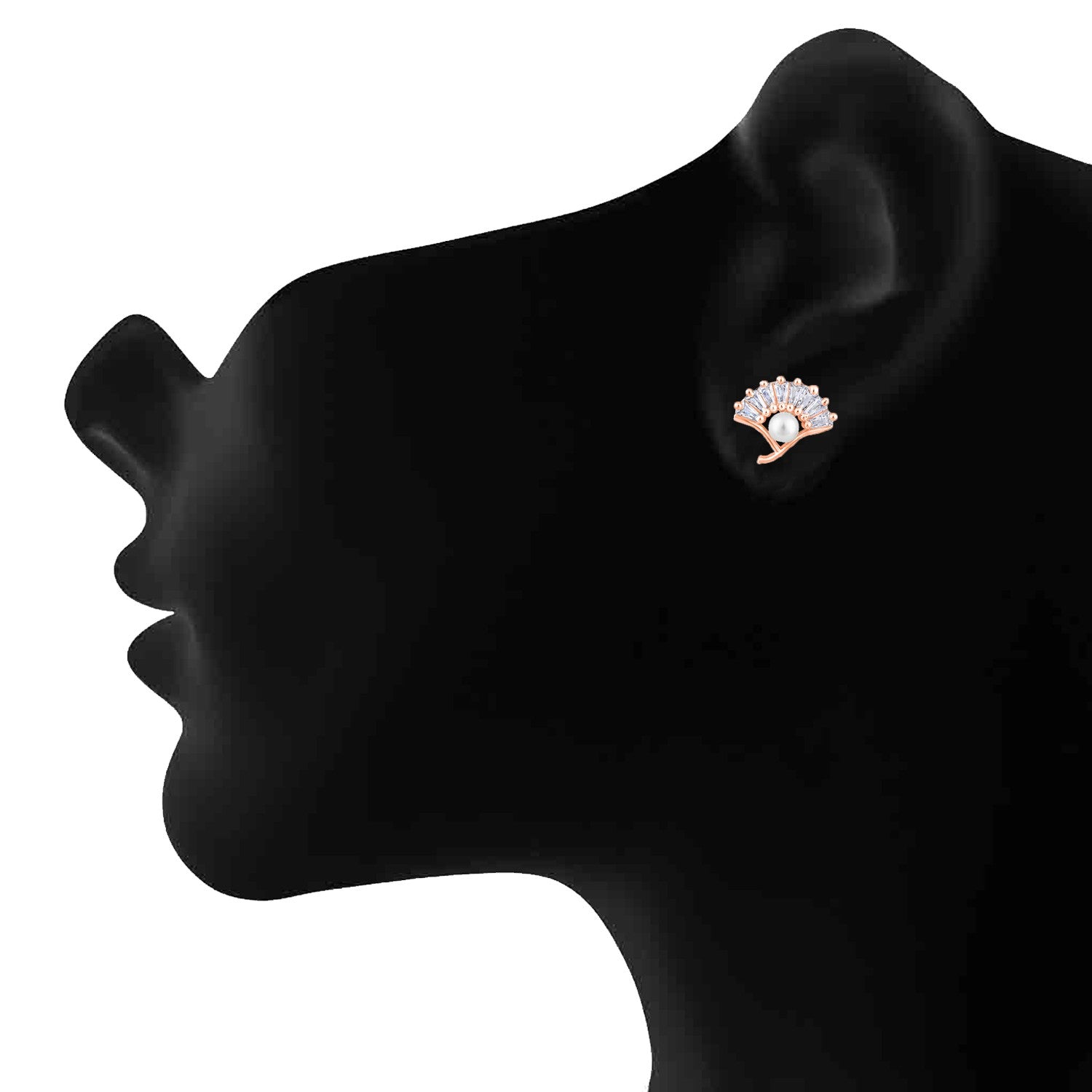 Jazz And Sizzle Rose Gold-Plated Pearl Studded Floral Stud Earrings