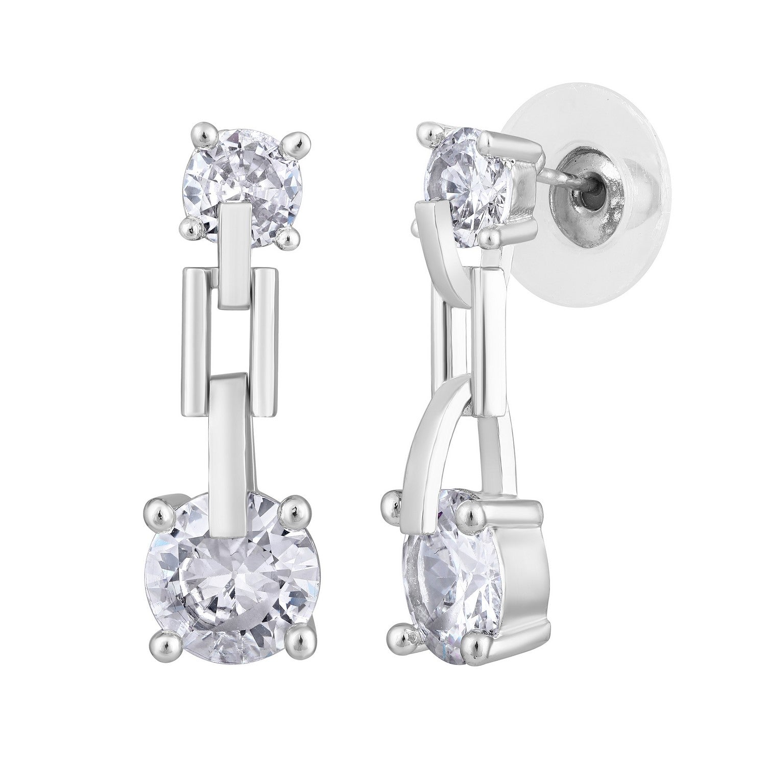 Jazz And Sizzle Rhodium-Plated Circular Drop Earrings