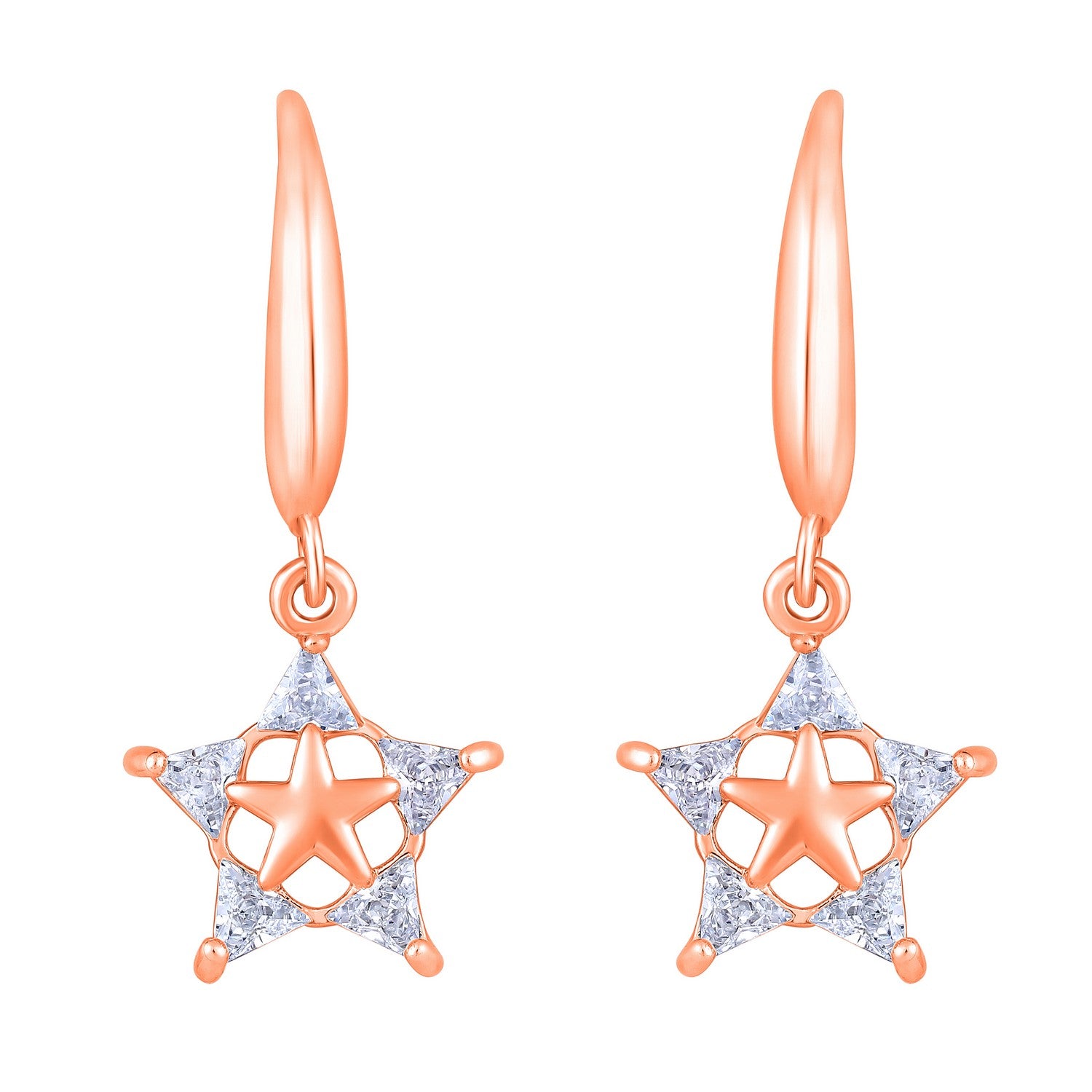 Jazz And Sizzle Rose Gold-Plated Star Shaped Drop Earrings