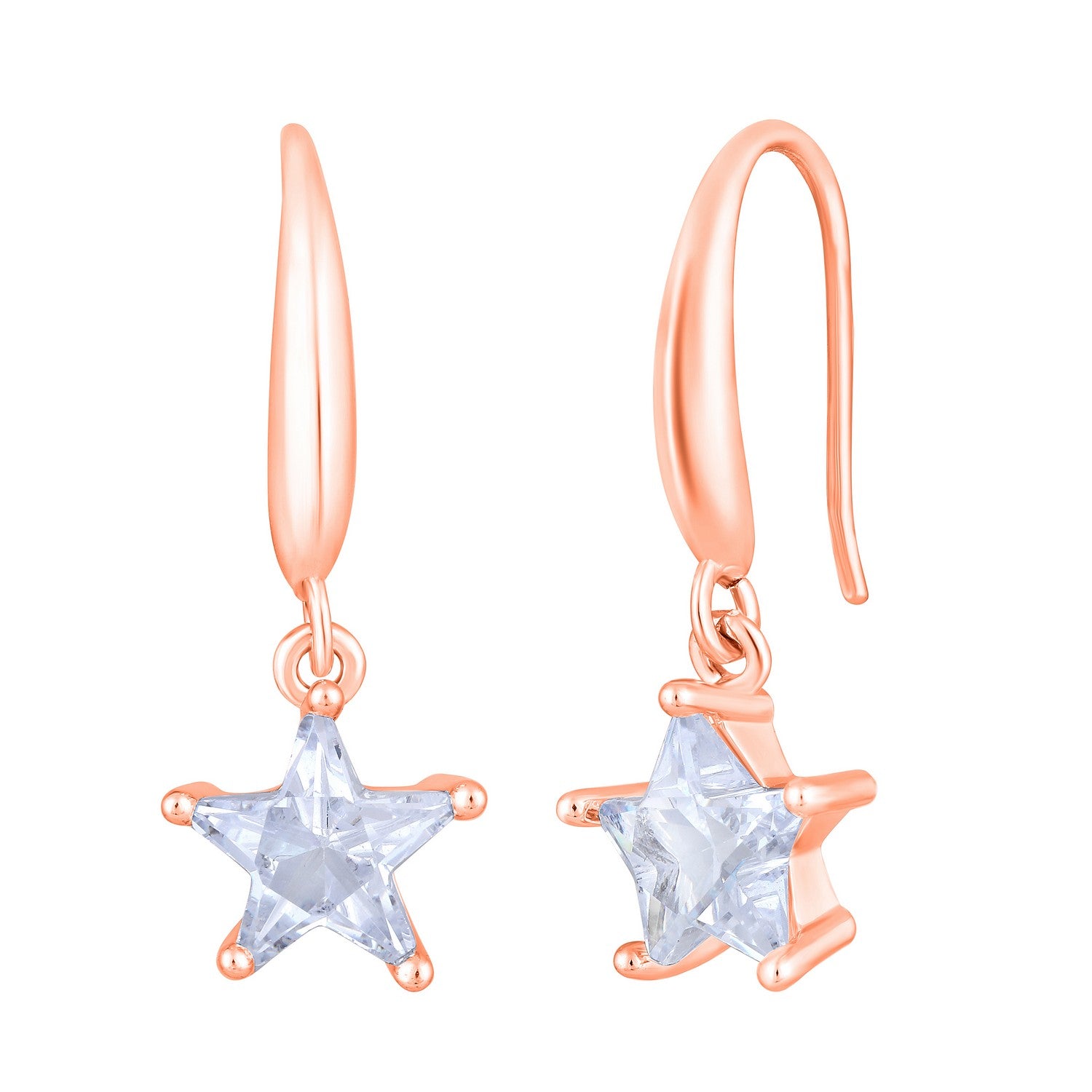 Jazz And Sizzle Rose Gold-Plated Star Shaped Drop Earrings