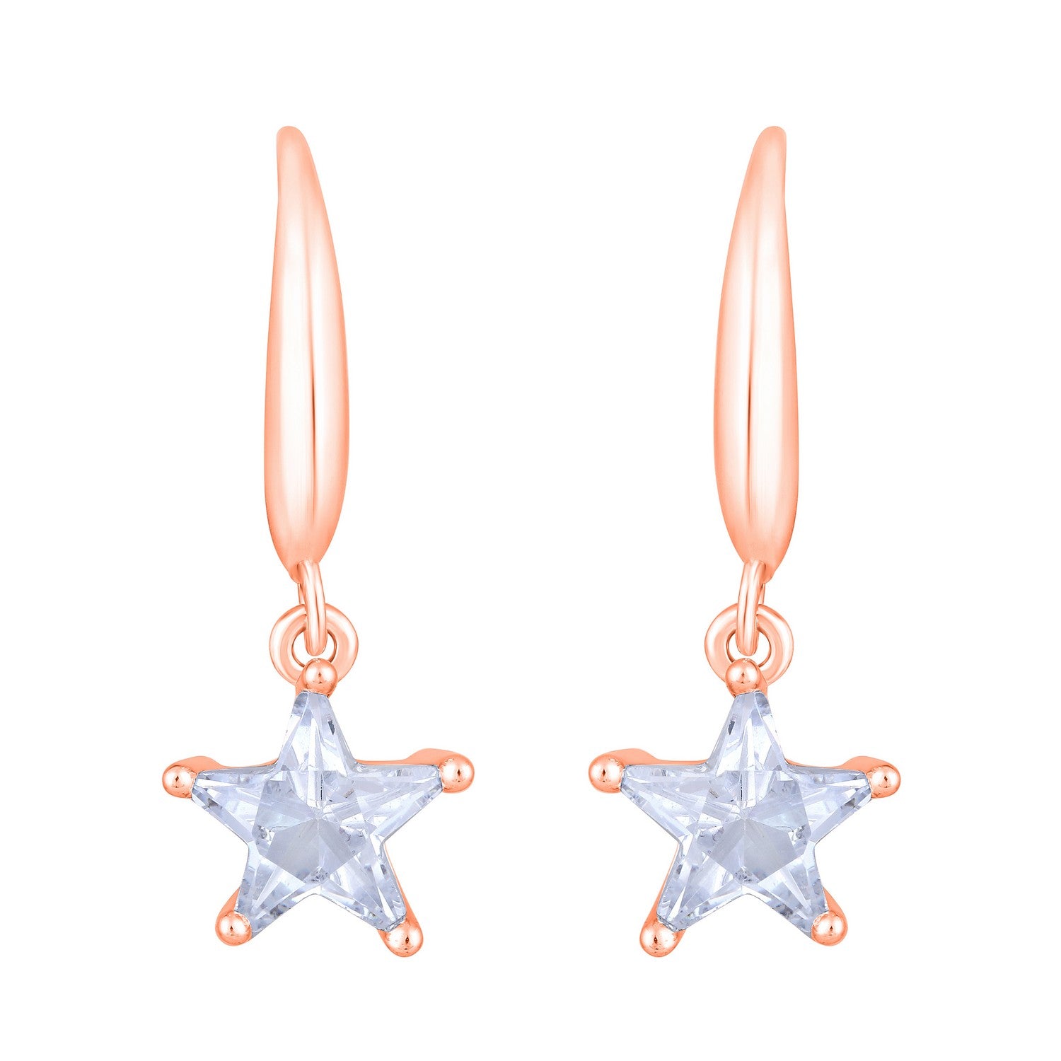 Jazz And Sizzle Rose Gold-Plated Star Shaped Drop Earrings