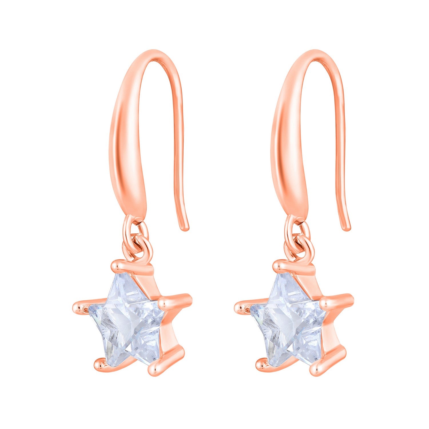 Jazz And Sizzle Rose Gold-Plated Star Shaped Drop Earrings