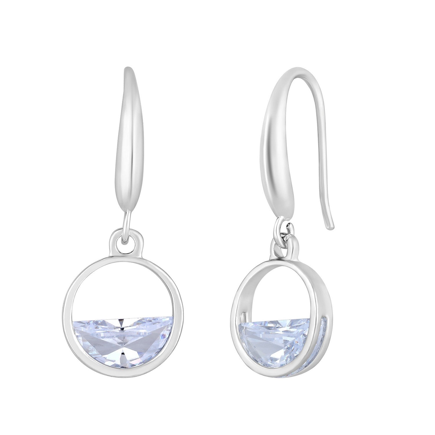 Jazz And Sizzle Rhodium Plated Circular Drop Earrings