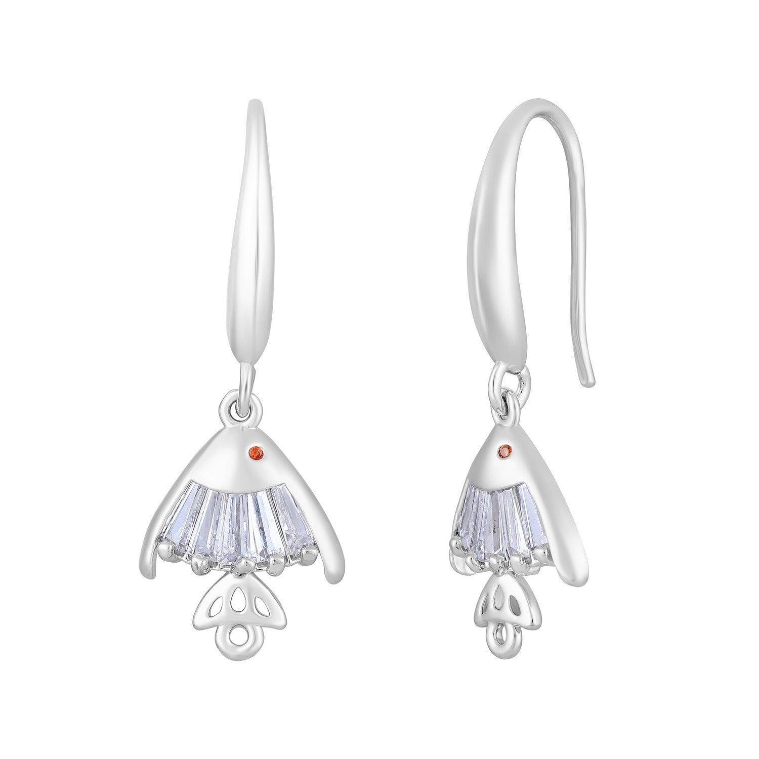 Jazz And Sizzle Rhodium Plated Fish Shaped Drop Earrings