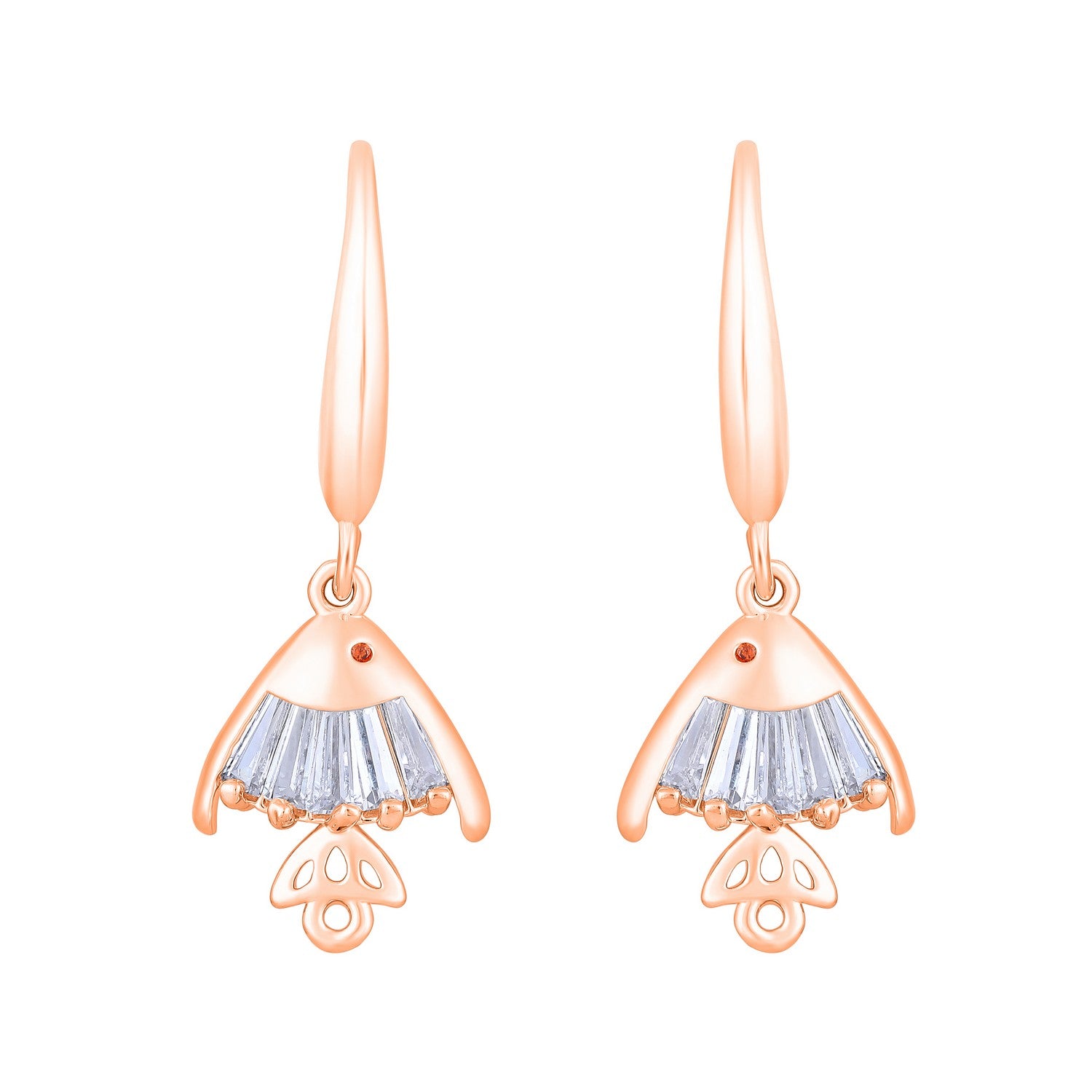 Jazz And Sizzle Rose Gold-Plated Fish Shaped Drop Earrings