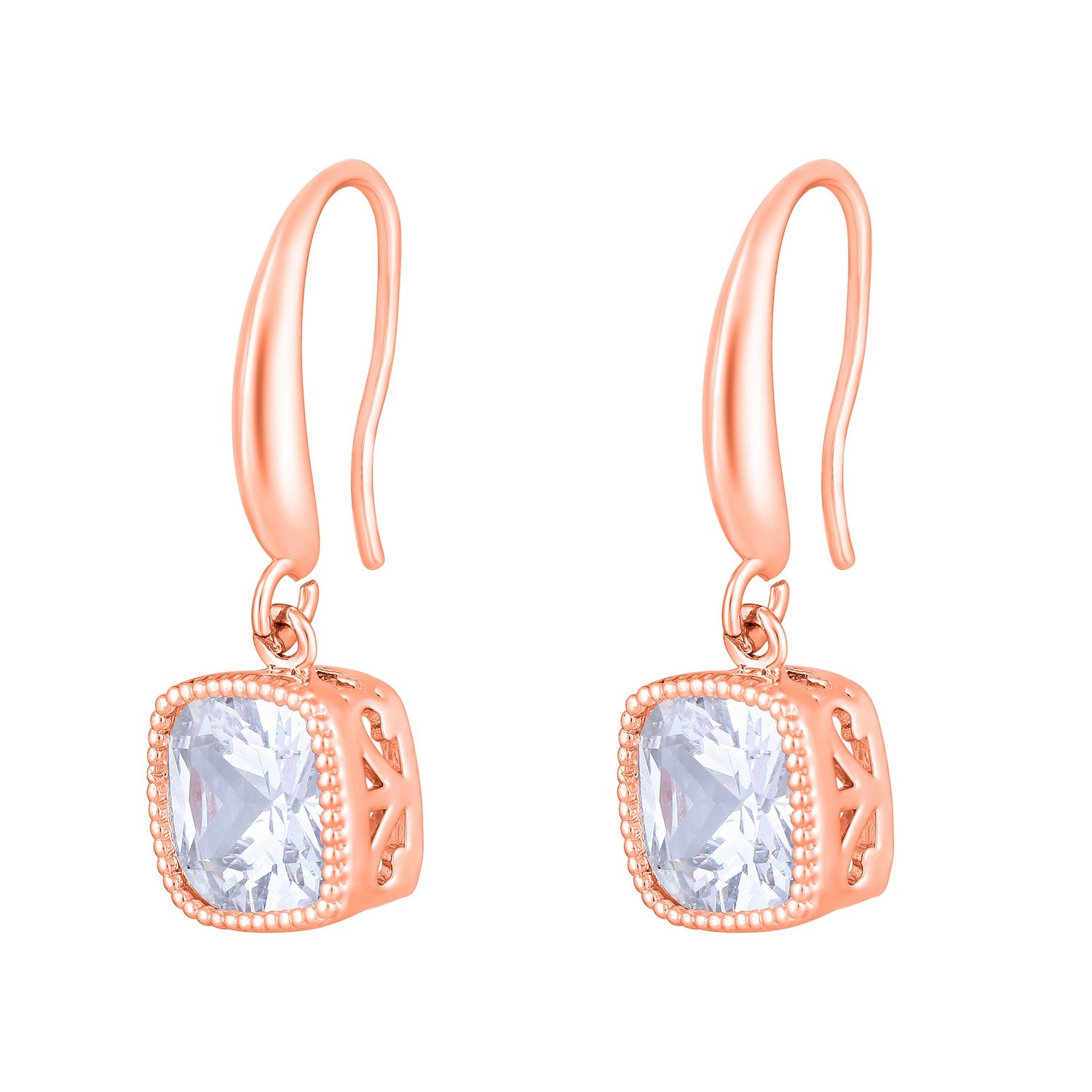 Jazz And Sizzle Rose Gold-Plated Square Shaped Drop Earrings