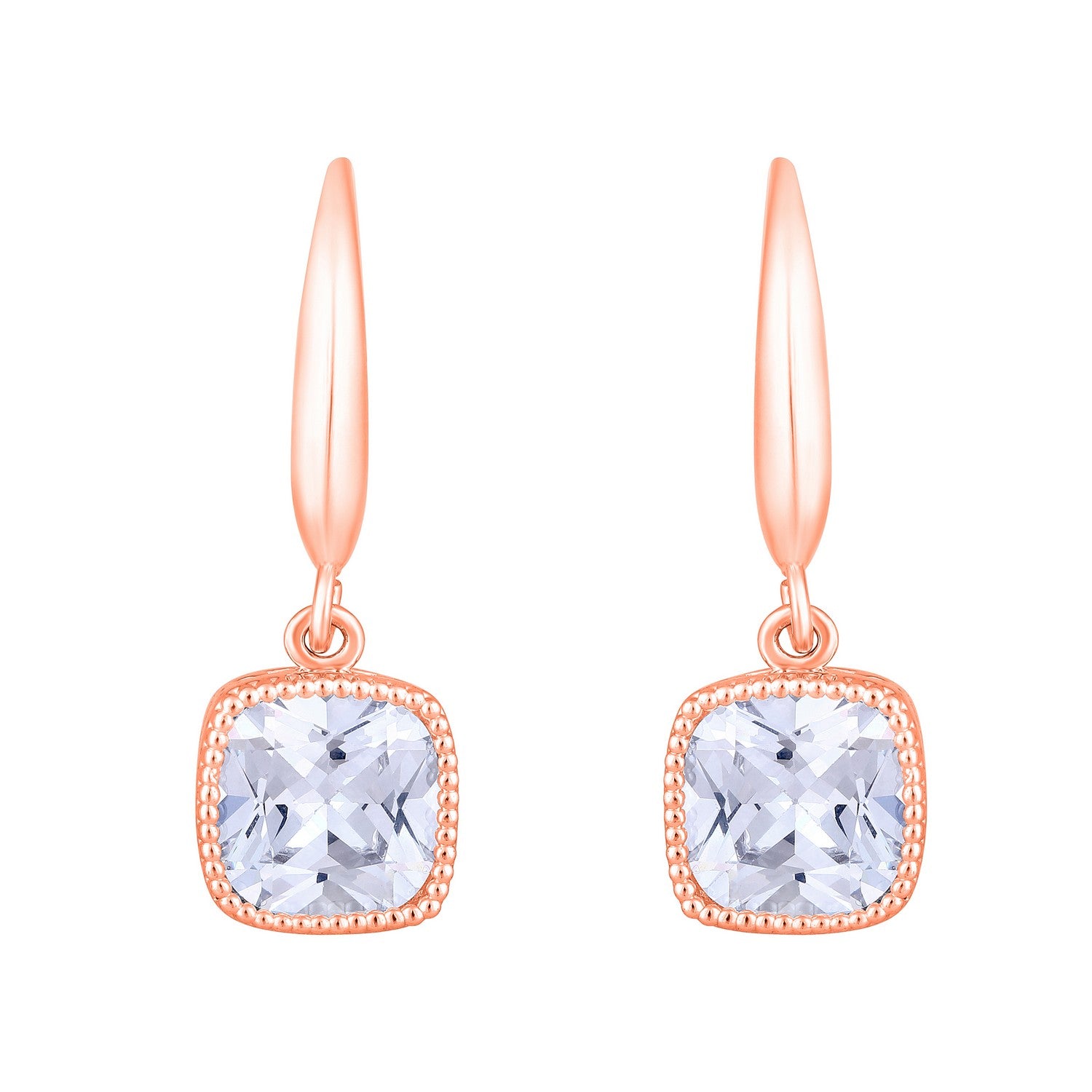 Jazz And Sizzle Rose Gold-Plated Square Shaped Drop Earrings
