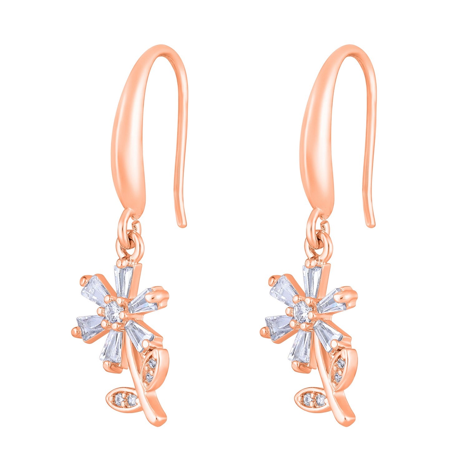 Jazz And Sizzle Rose Gold-Plated Floral Shaped Drop Earrings