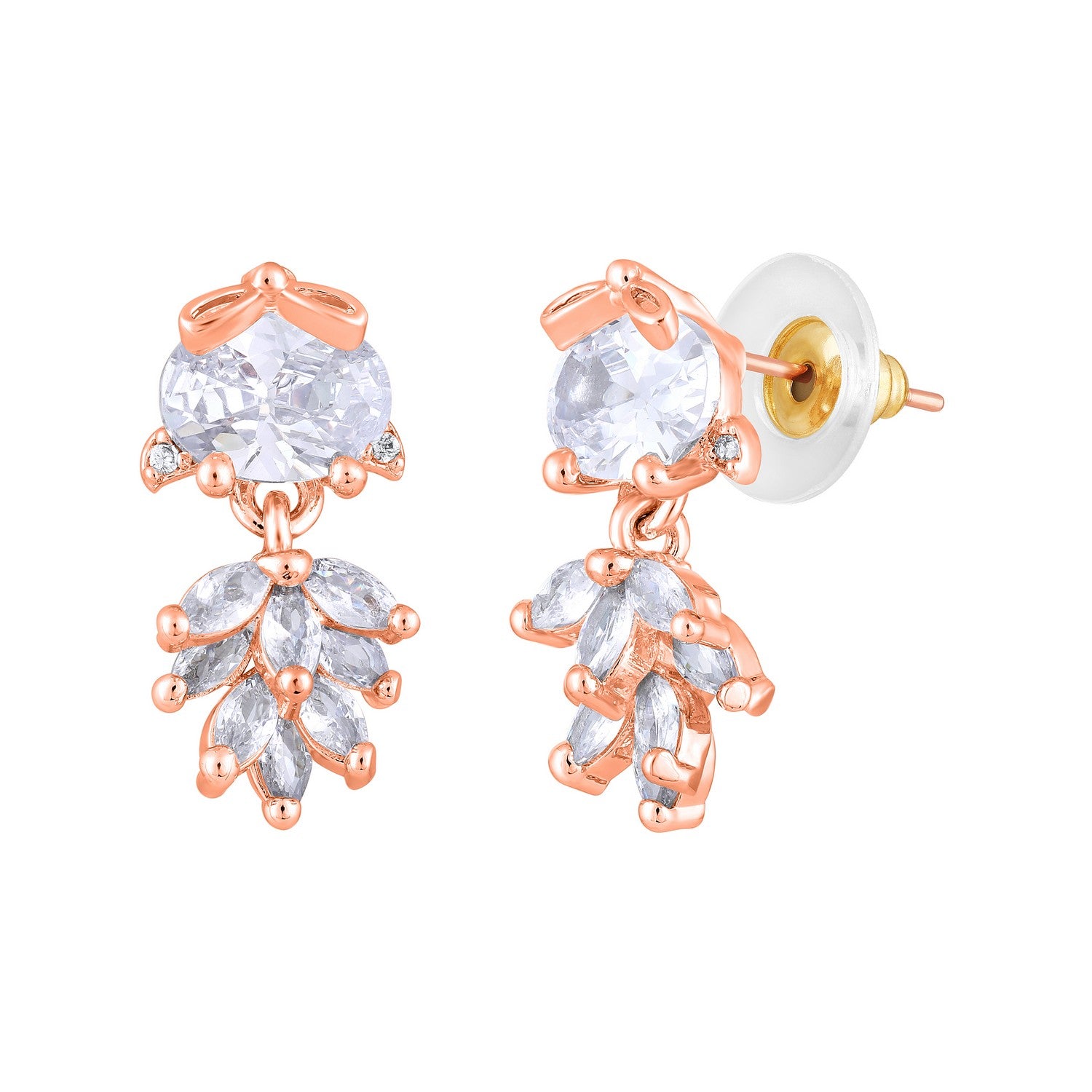 Jazz And Sizzle Rose Gold-Plated Floral Shaped Drop Earrings