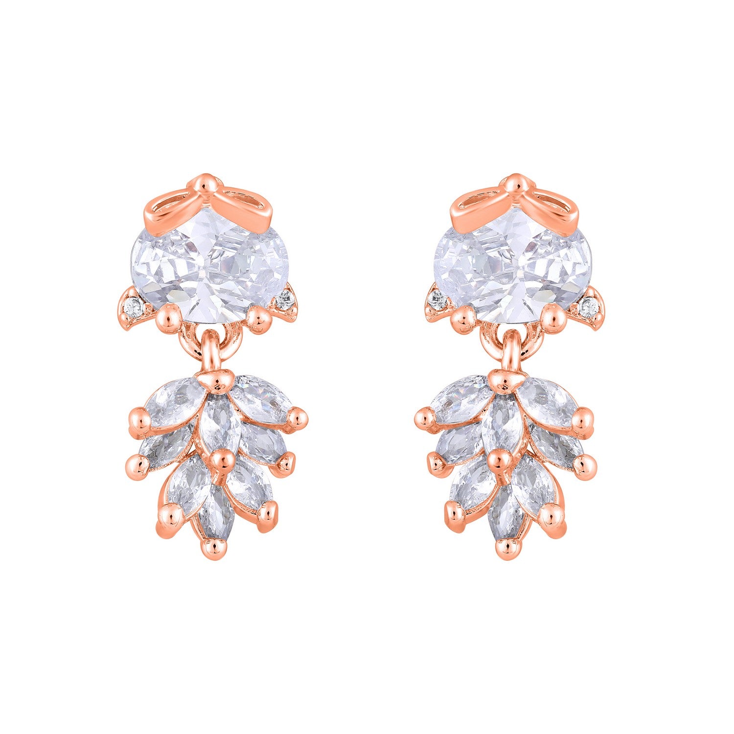 Jazz And Sizzle Rose Gold-Plated Floral Shaped Drop Earrings