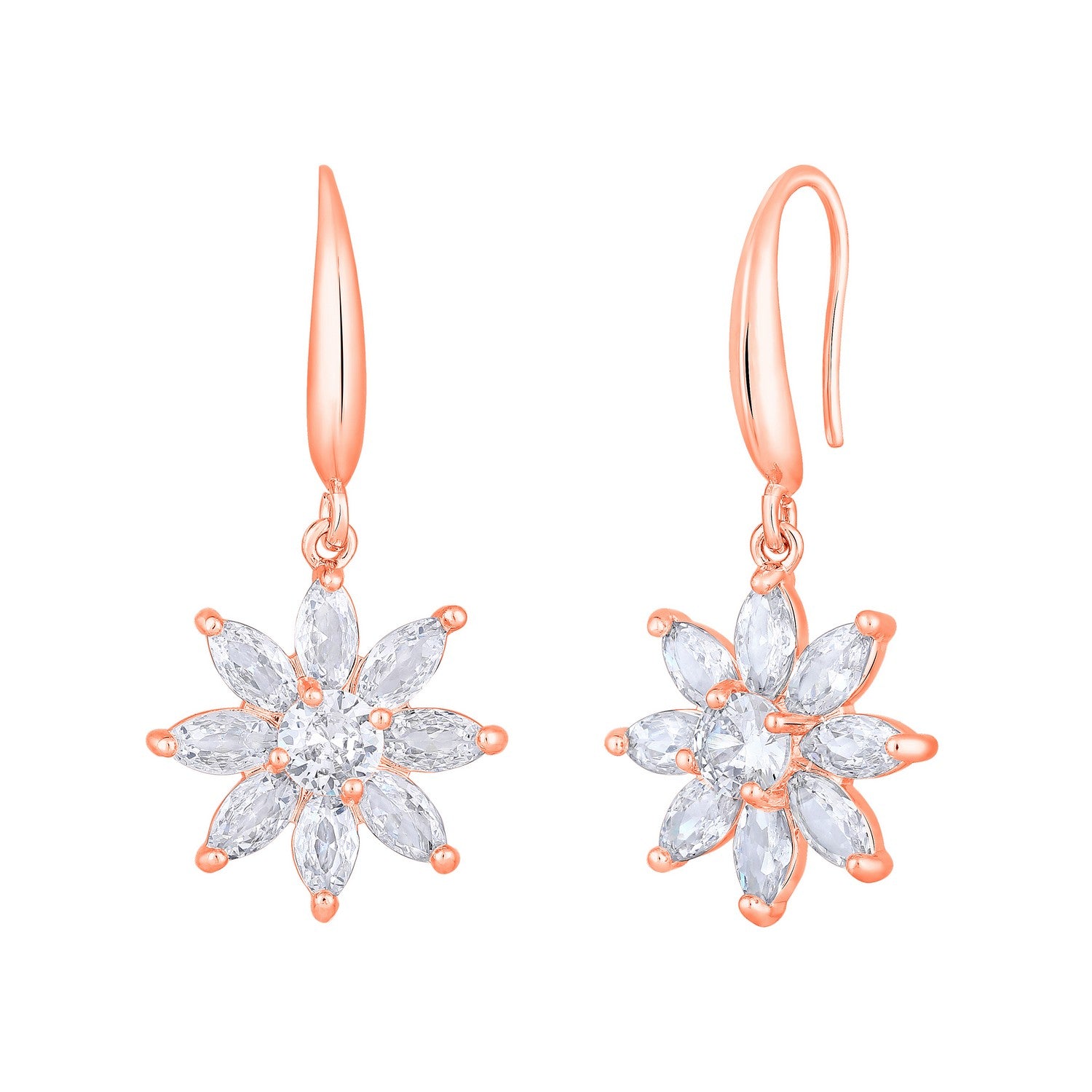 Jazz And Sizzle Rose Gold-Plated Floral Shaped Drop Earrings