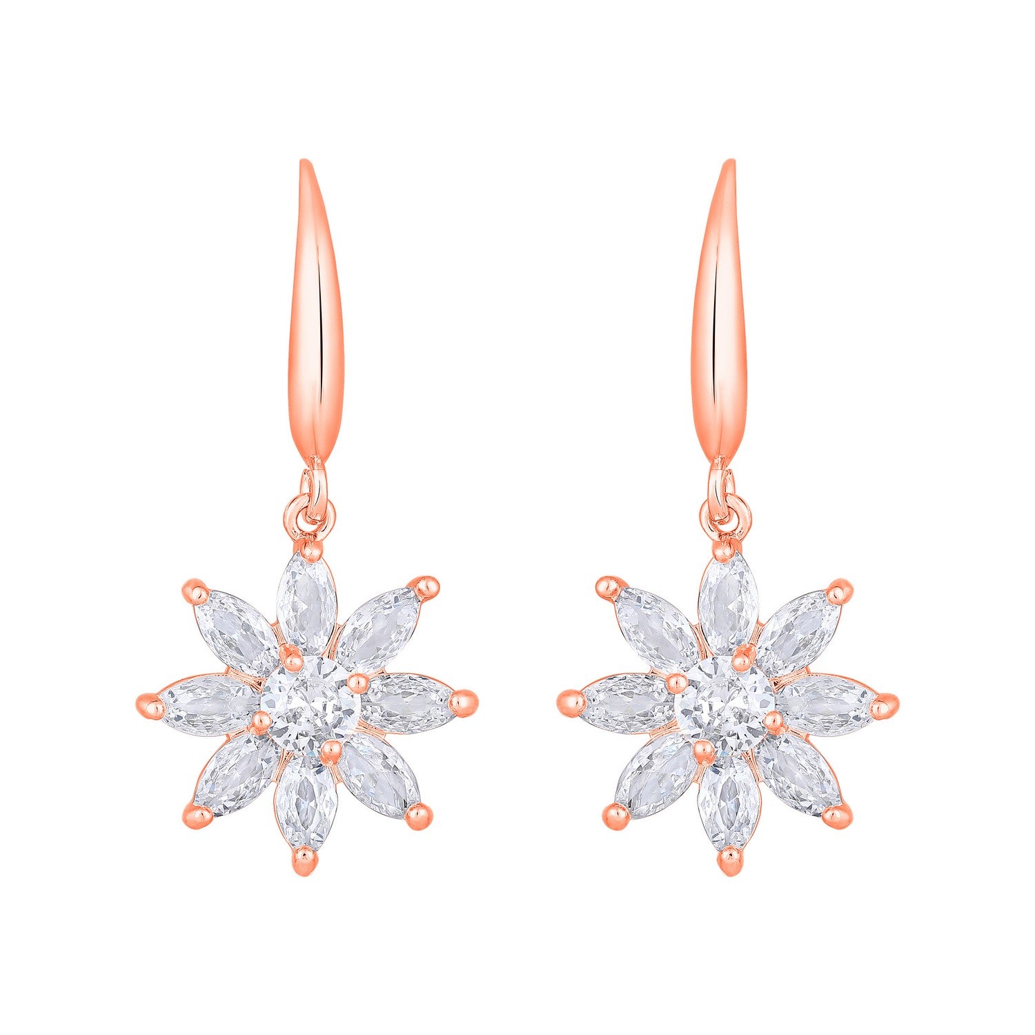 Jazz And Sizzle Rose Gold-Plated Floral Shaped Drop Earrings