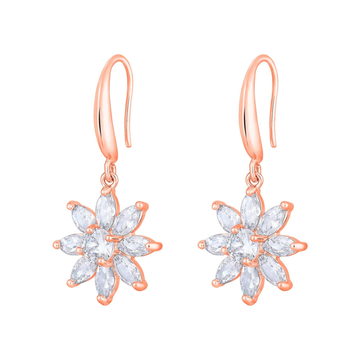 Jazz And Sizzle Rose Gold-Plated Floral Shaped Drop Earrings