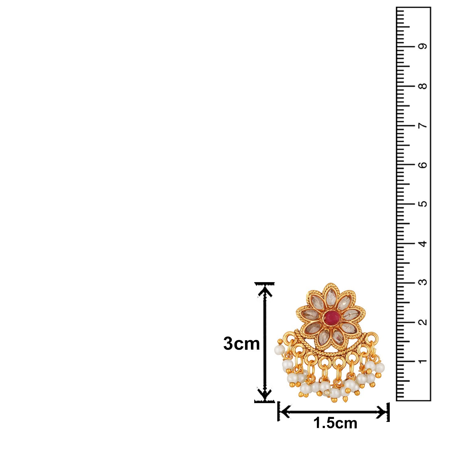 Jazz And Sizzle Gold-Plated Kundan-Studded & Ruby Red Pearls Beaded Necklace & Earrings Set