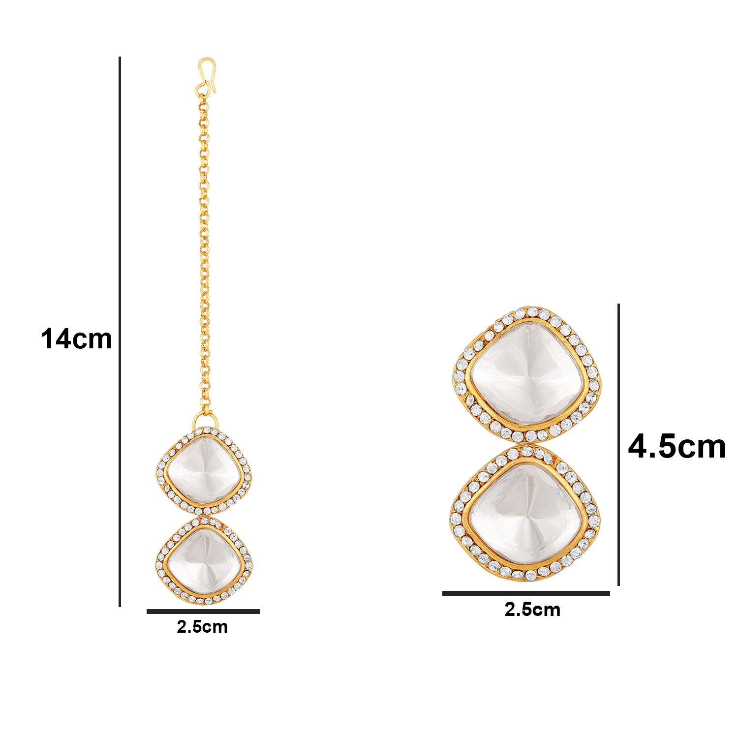 Jazz And Sizzle Gold-Plated Red & White Stone Studded Jewellery Set With Manngtikka