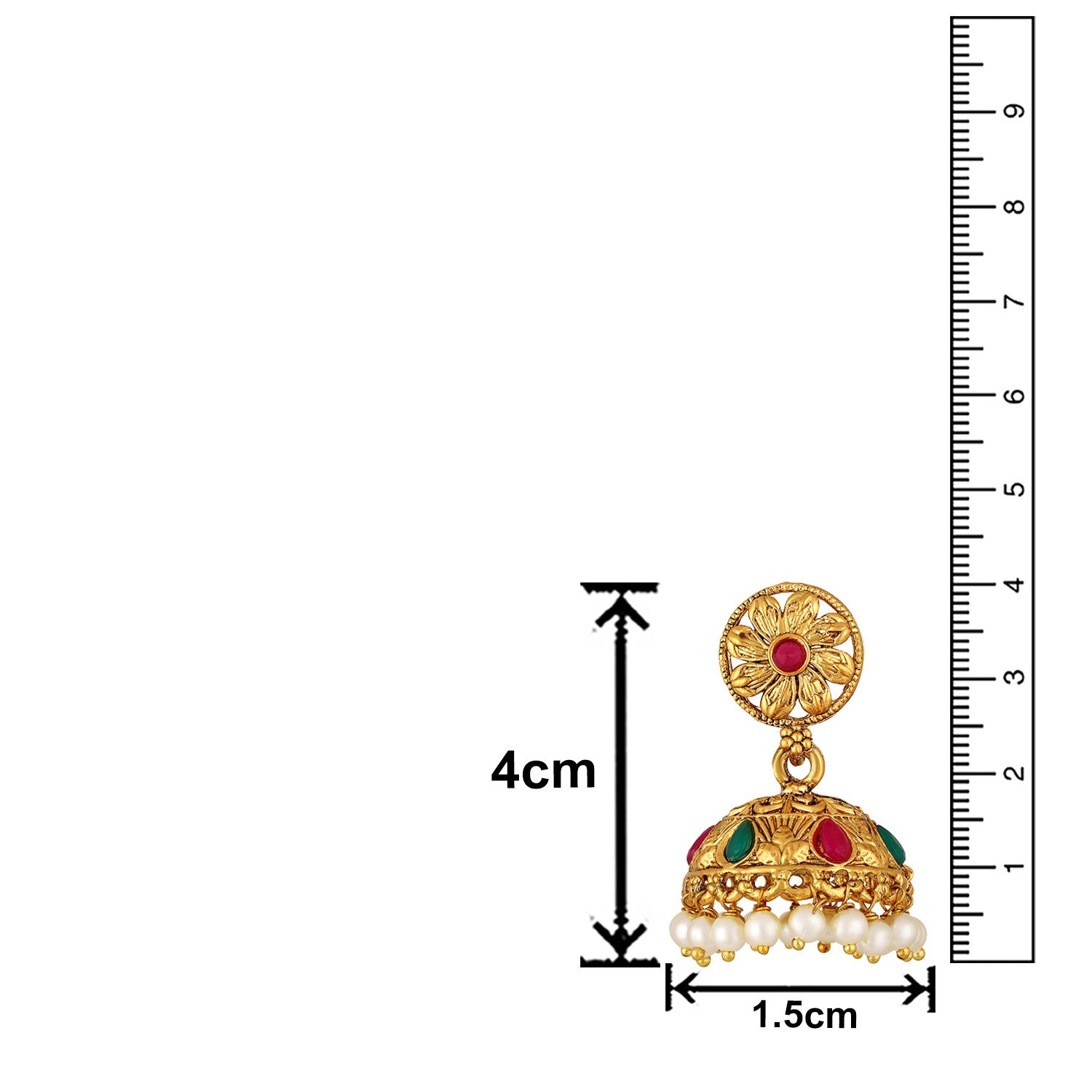 Jazz And Sizzle Gold-Plated Faux Ruby Studded Floral & Krishna Motif Temple Jewelry Set