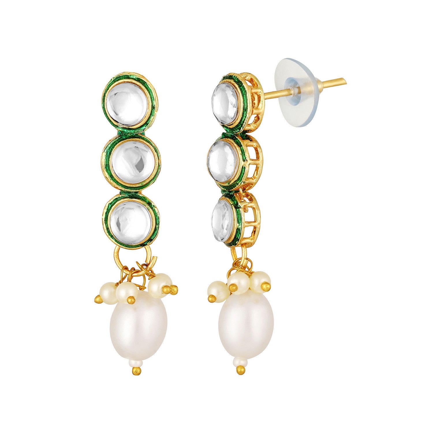 Jazz And Sizzle Gold-Plated Circular Kundan Studded & Beaded Jewellery Set