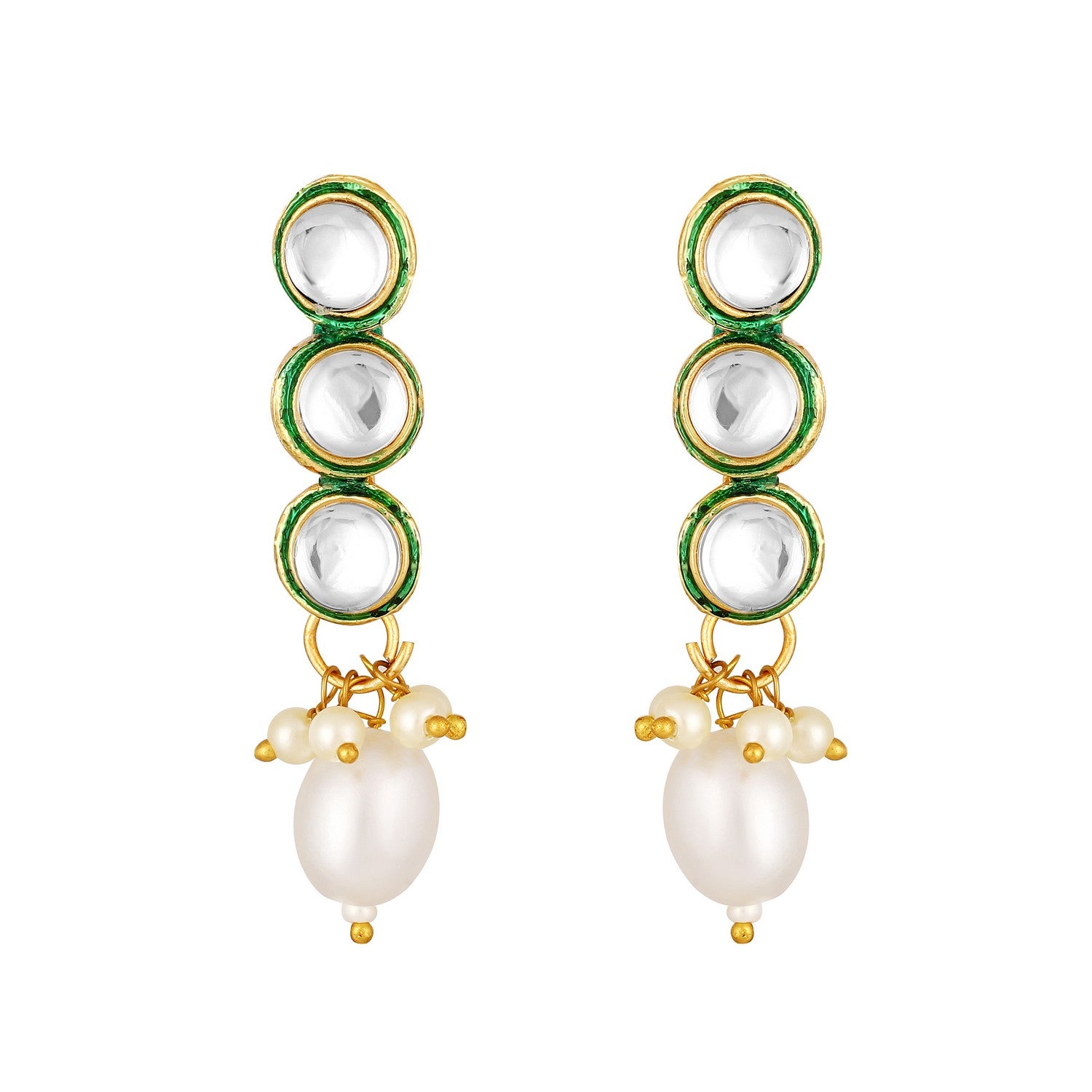 Jazz And Sizzle Gold-Plated Circular Kundan Studded & Beaded Jewellery Set