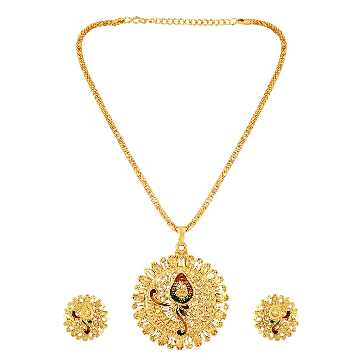 Jazz And Sizzle 22K Gold Plated Golden Beads & Pearl Drops Radha Krishna Temple Jewellery Set (Copy) (Copy) (Copy)