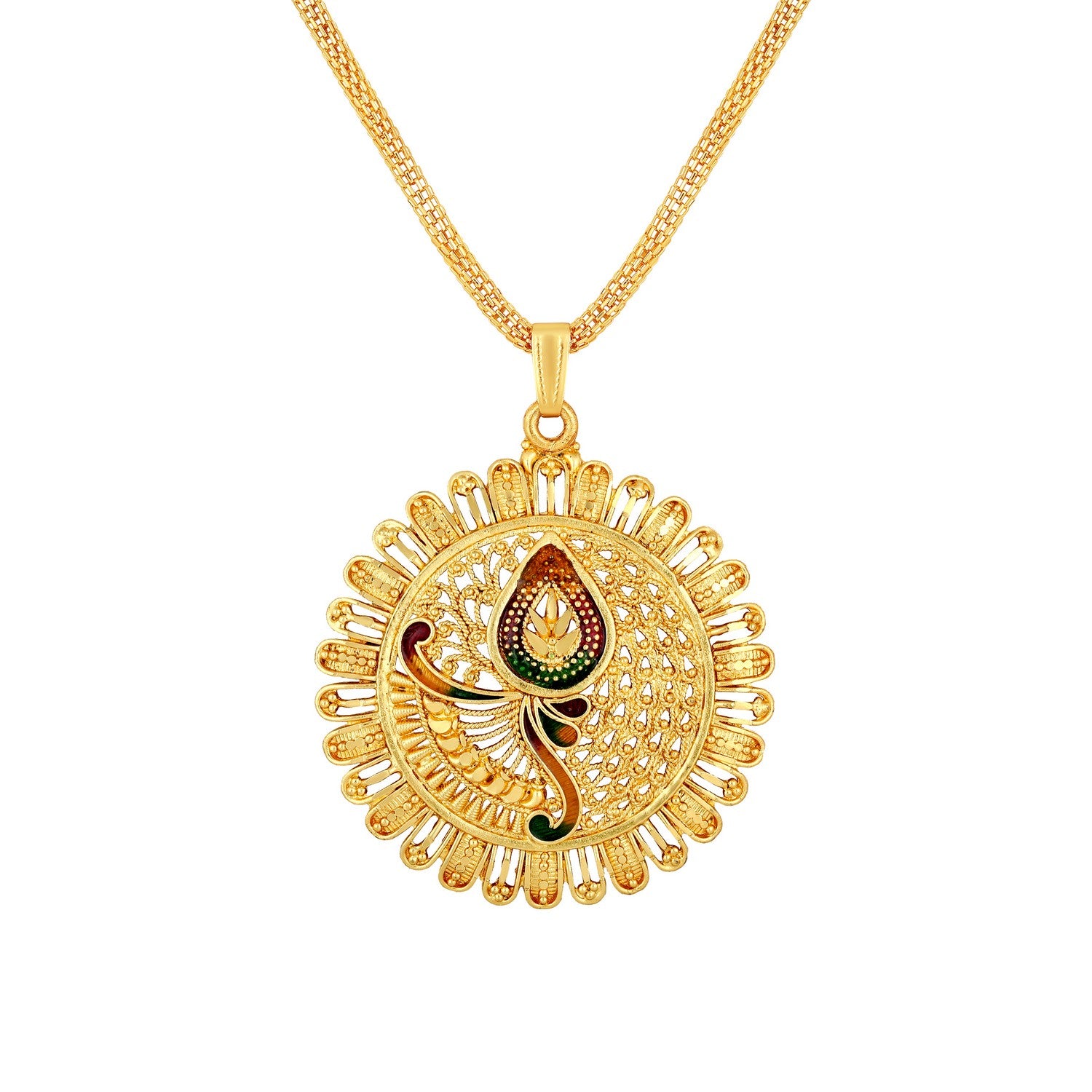 Jazz And Sizzle 22K Gold Plated Golden Beads & Pearl Drops Radha Krishna Temple Jewellery Set (Copy) (Copy) (Copy)