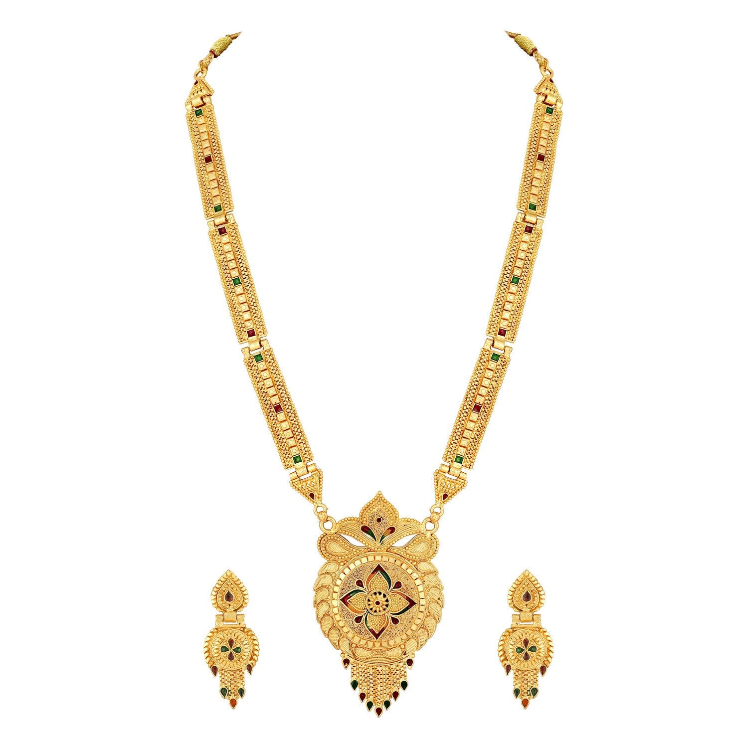Jazz And Sizzle 22K Gold Plated Circular Design Necklace Set with Matching Earrings Dubai Style Jewelry Set