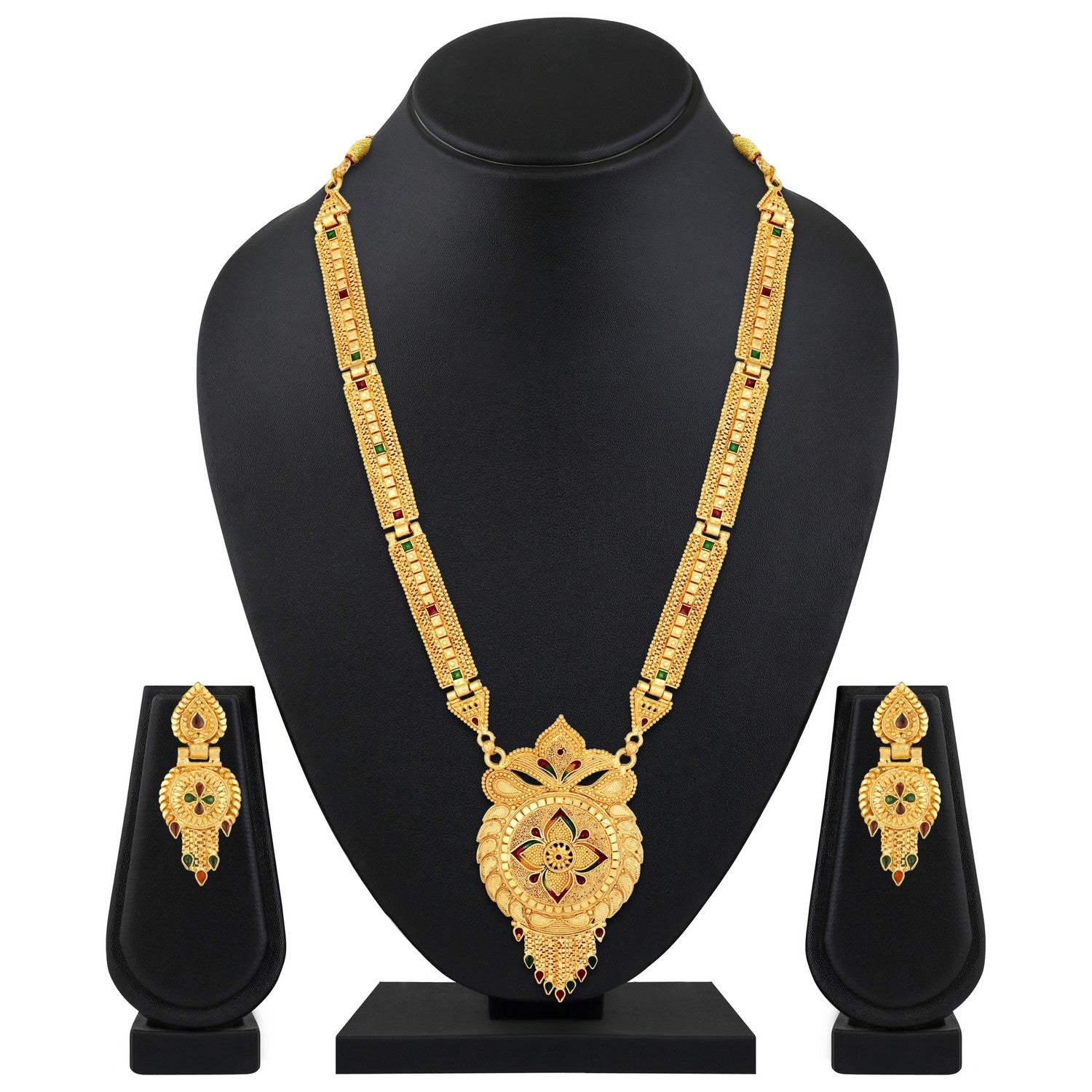 Jazz And Sizzle 22K Gold Plated Circular Design Necklace Set with Matching Earrings Dubai Style Jewelry Set