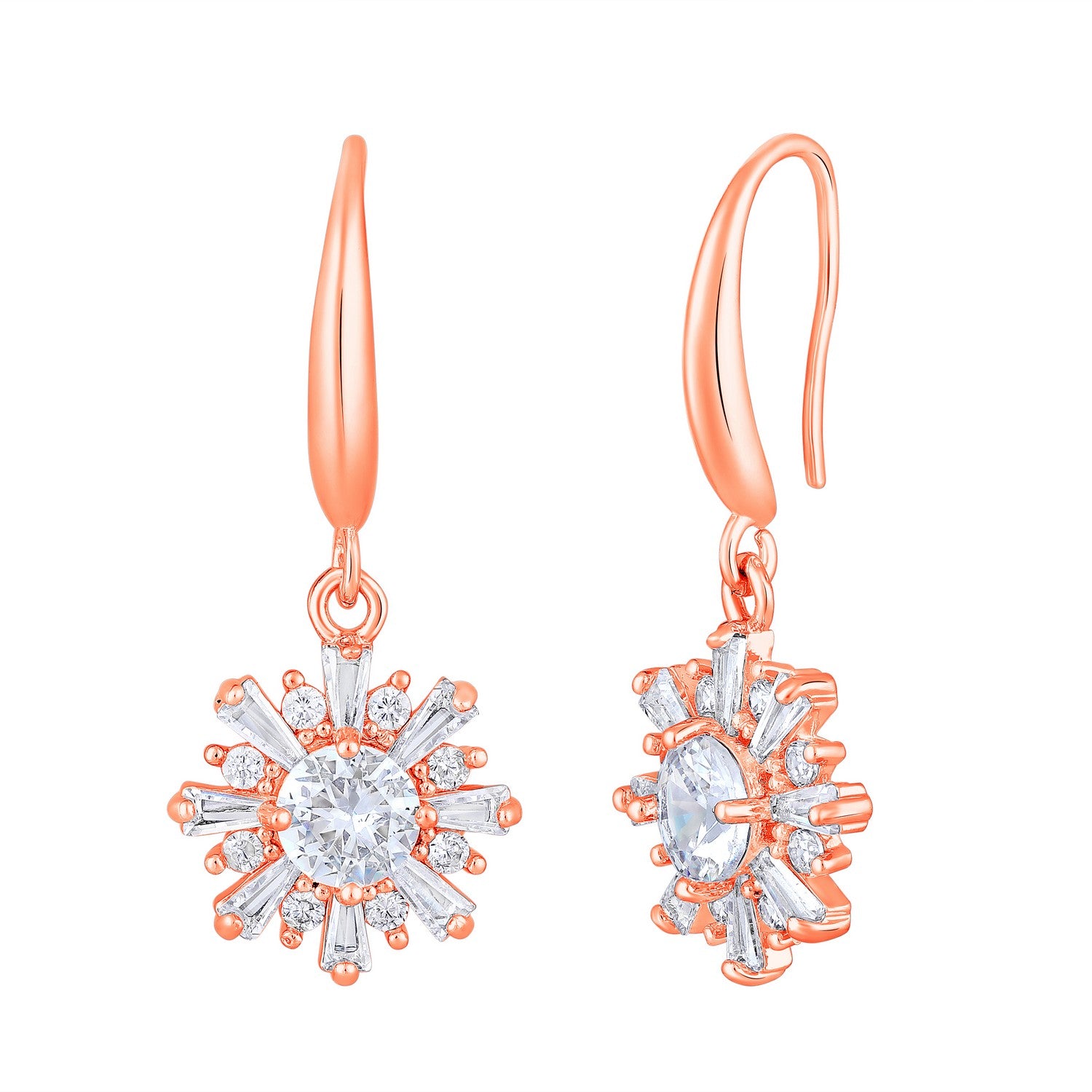 Jazz And Sizzle Rose Gold-Plated Floral Shaped Drop Earrings