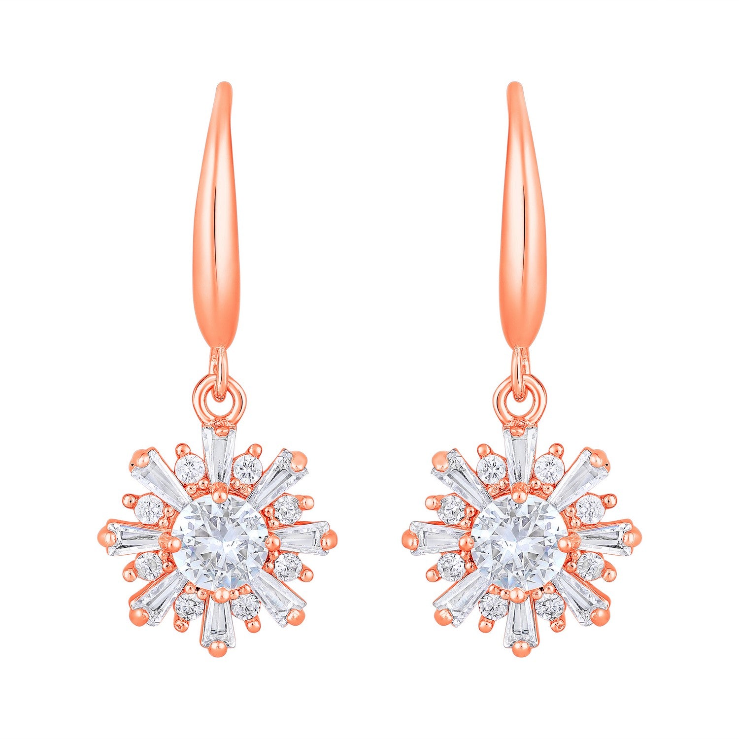 Jazz And Sizzle Rose Gold-Plated Floral Shaped Drop Earrings