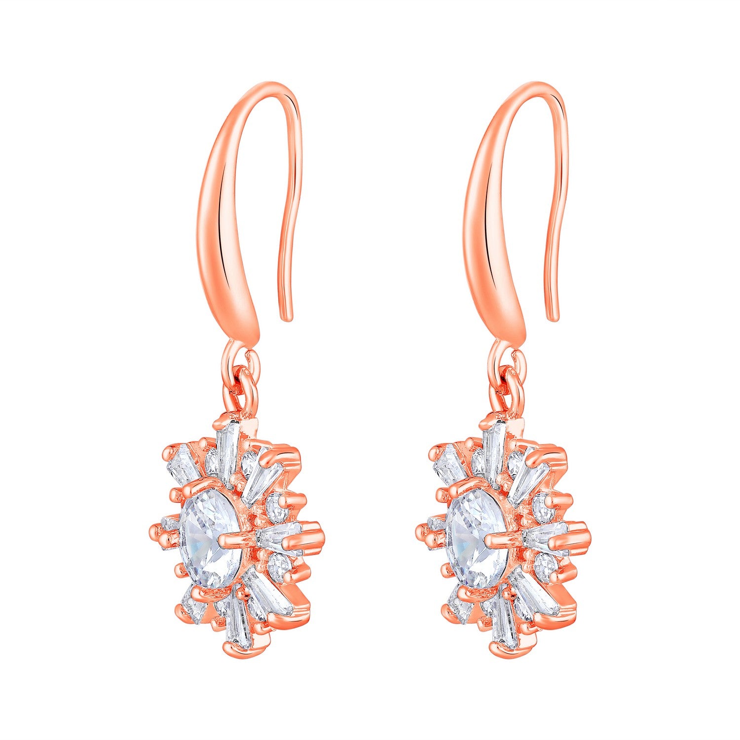 Jazz And Sizzle Rose Gold-Plated Floral Shaped Drop Earrings