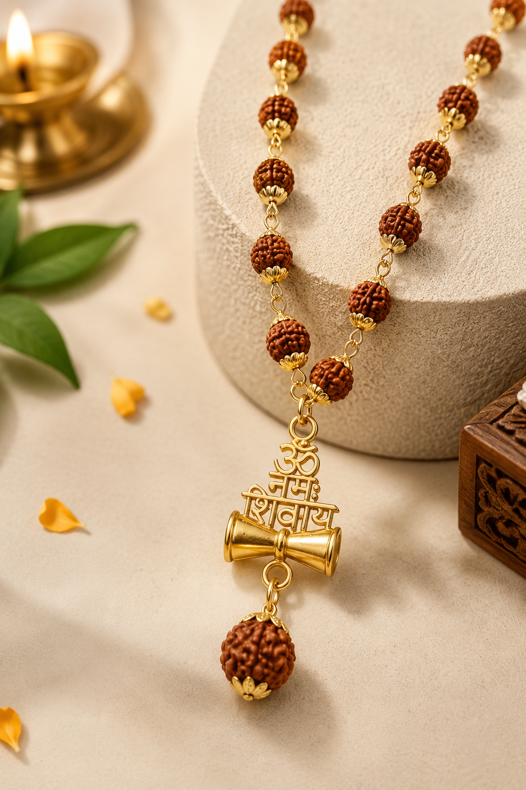 Om Namah Shivaya Rudraksha Pendant Necklace for Men-JS-SNC-001