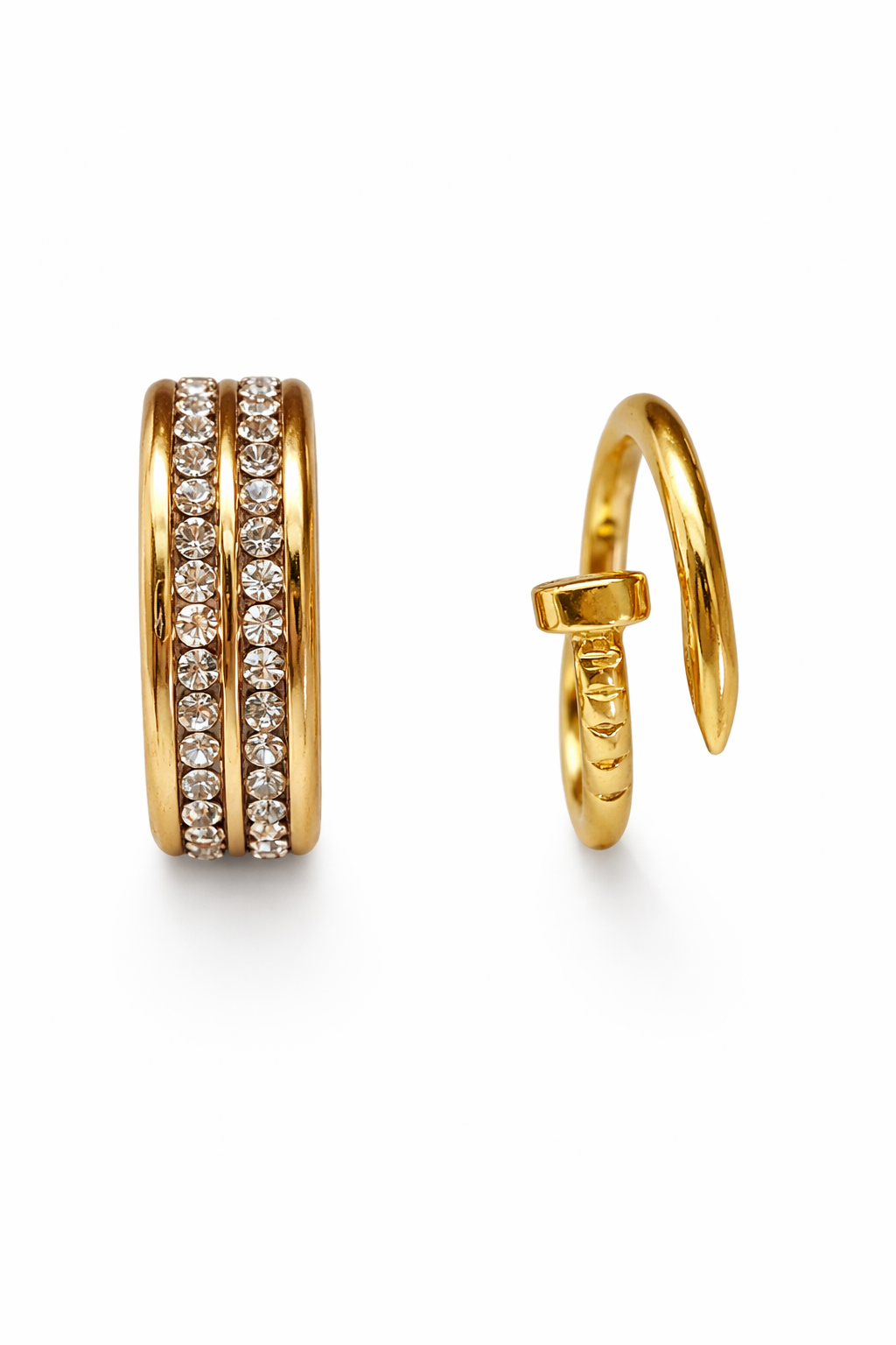 Jazz And Sizzle Set of 2 Gold Plated Zircon Studded Adjustable Couple Ring for Valentines Gift