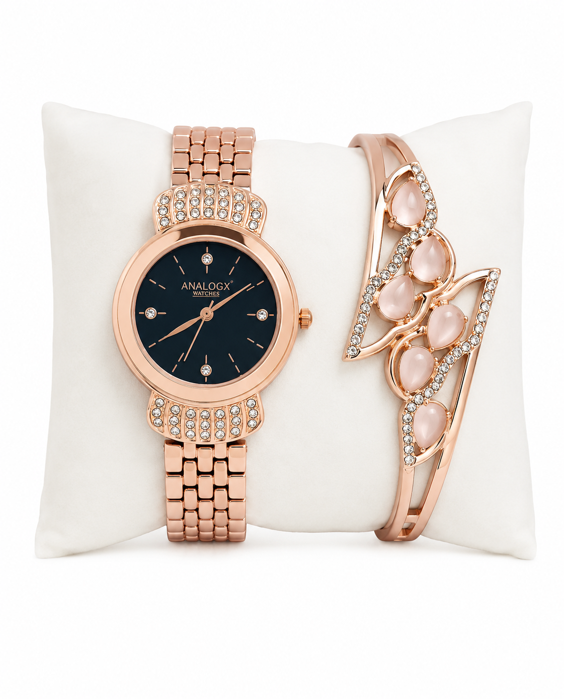 Rose Gold Luxe Watch with Designer Bracelet