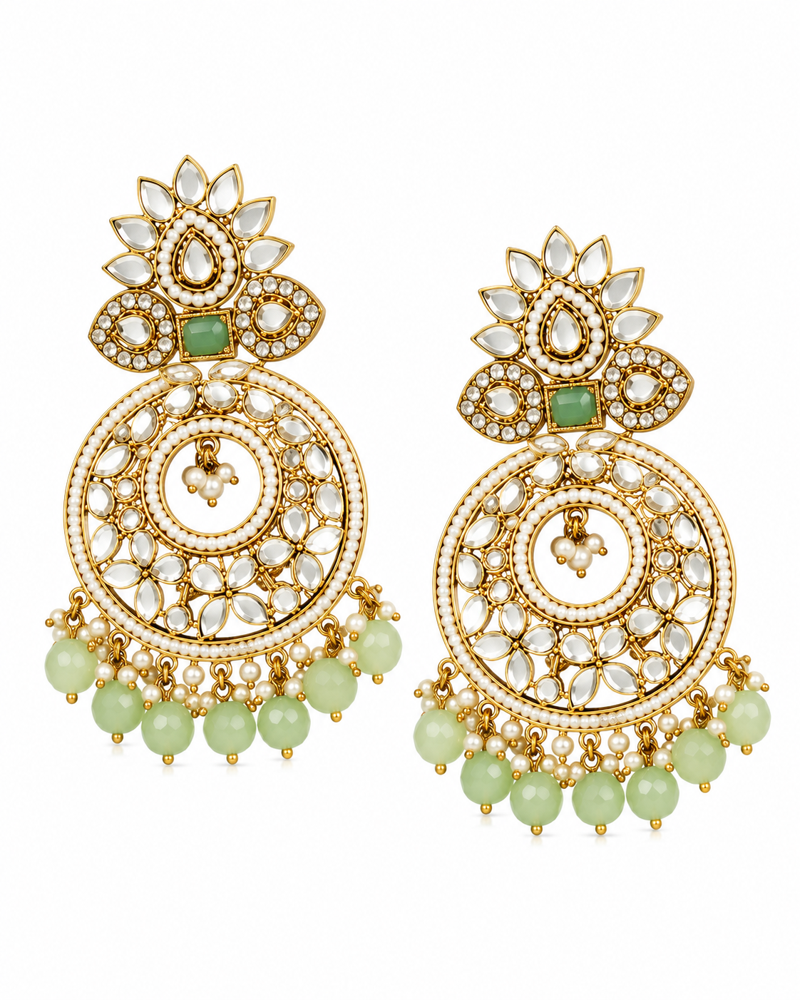 Kundan Mirror Work Ethnic Dangle Earrings